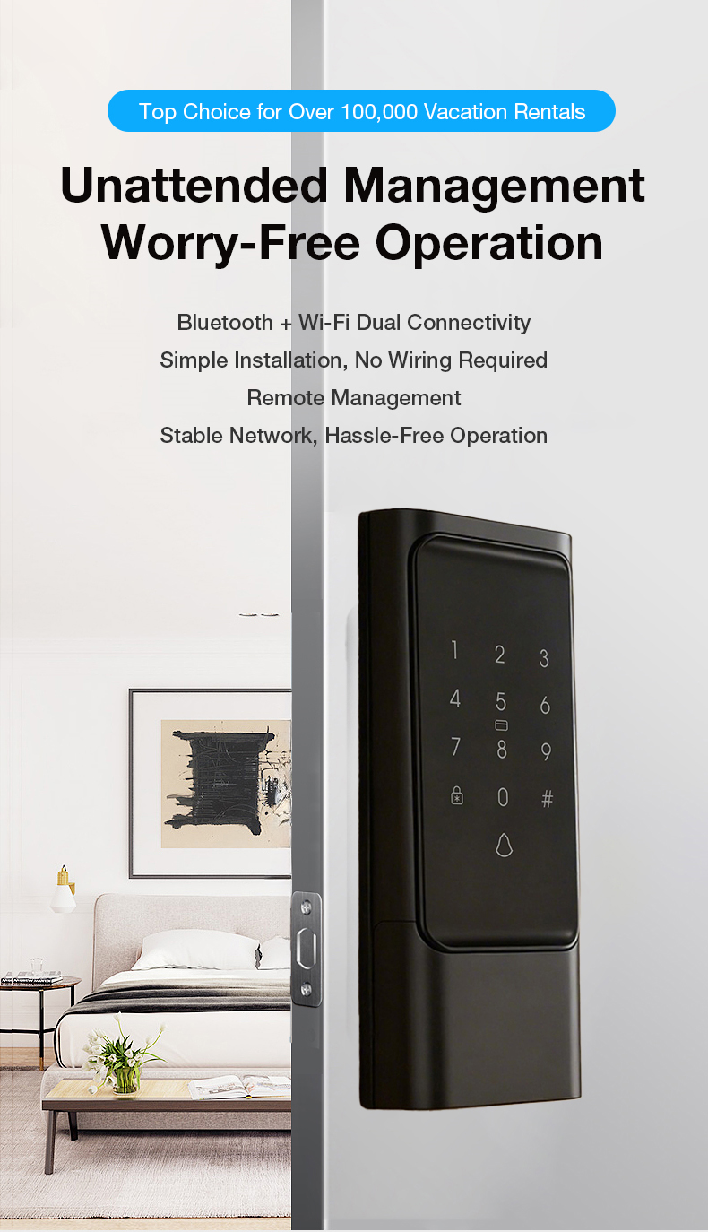 Vanviot ZT-H2 Affordable Smart Lock for Airbnb – PMS/OTA Sync, No Gateway, Keyless Entry