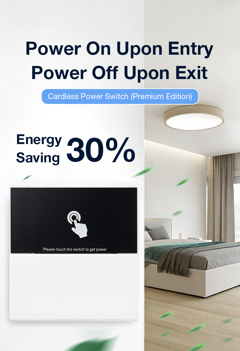 Keyless Touch Power Switch Kit 86 Type （40A ）- Smart Energy Saving for Airbnb & Hotel, Auto On/Off with Door Sensor