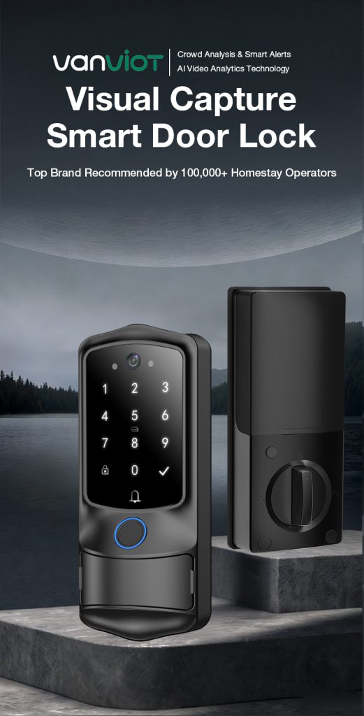 VanviotZT- H1 Pro Smart Lock for Airbnb & Vacation Rentals - AI People Counting, Visual Doorbell Camera, PMS & OTA Integration, Keyless Entry Deadbolt for Hosts - Image 1