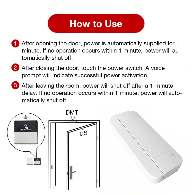 Keyless Touch Power Switch Kit 86 Type （40A ）- Smart Energy Saving for Airbnb & Hotel, Auto On/Off with Door Sensor - Image 3