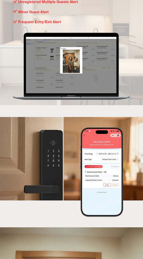 Vanviot ZT-S1 Pro AI Visual Capture Smart Lock for Airbnb - People Counting, Real-Time Alerts, PMS/OTA Sync, No Gateway - Image 14
