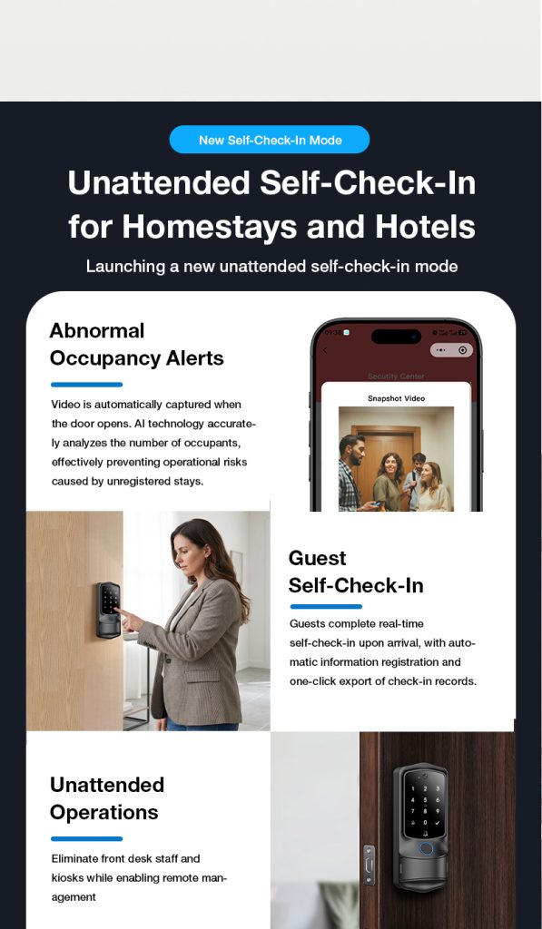 VanviotZT- H1 Pro Smart Lock for Airbnb & Vacation Rentals - AI People Counting, Visual Doorbell Camera, PMS & OTA Integration, Keyless Entry Deadbolt for Hosts - Image 9
