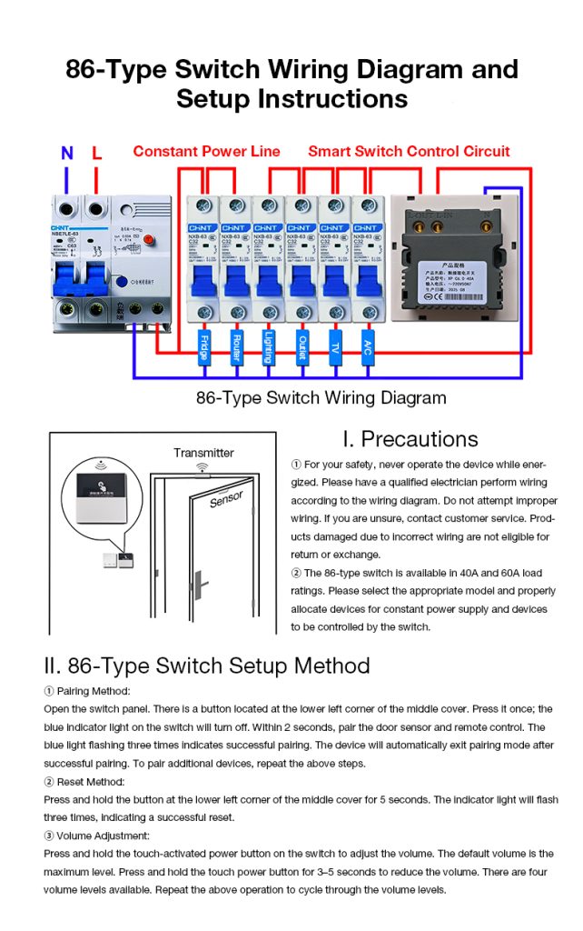 Keyless Touch Power Switch Kit 86 Type （40A ）- Smart Energy Saving for Airbnb & Hotel, Auto On/Off with Door Sensor - Image 11