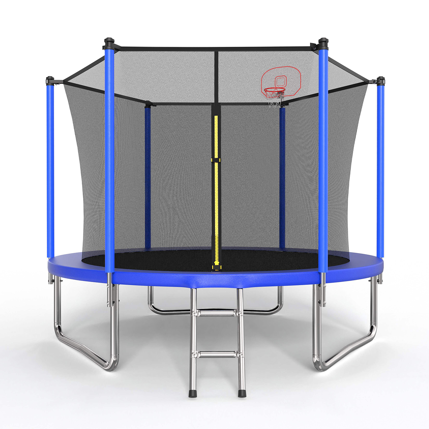 10FT Trampoline for Kids, Basketball Hoop and Ladder, Outdoor Kids Trampoline with Safety Enclosure,Fast Assembly for Backyard Fun,ASTM Approved