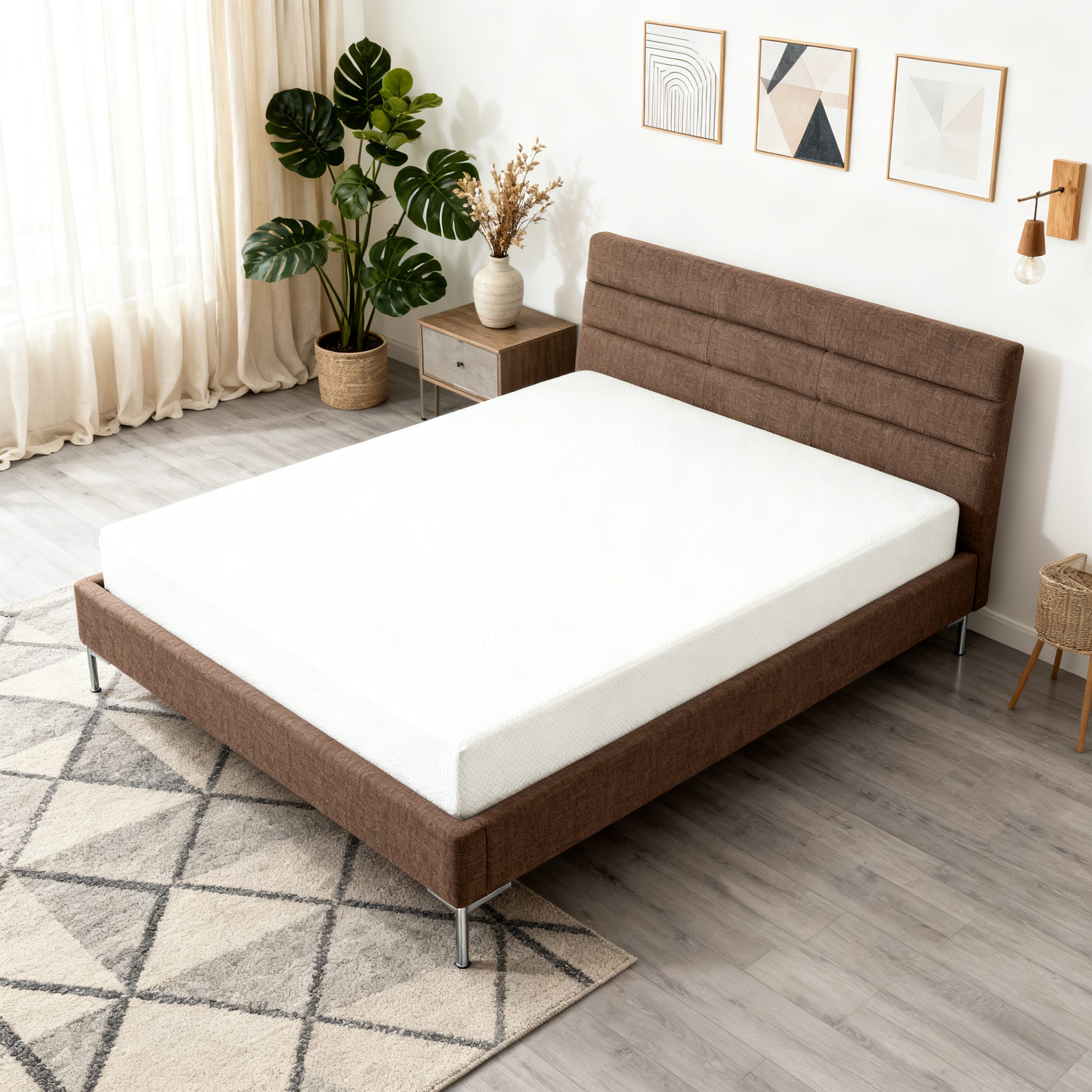MADE IN US, 6″ TWIN SIZE Green Tea Memory Foam Mattress in Box, Fiberglass Free, White(Bed not included)