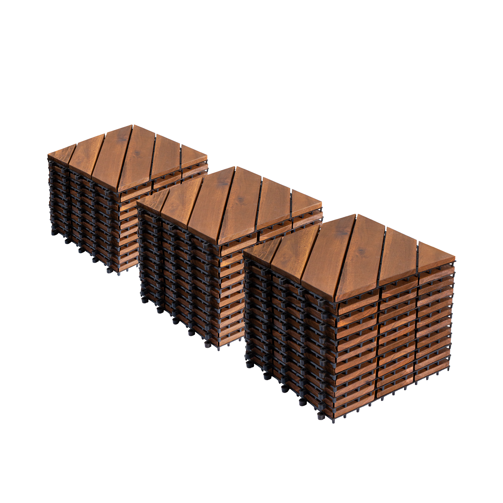 27 PCS Interlocking Deck Tiles Diagonal Pattern, 12″ x 12″ Acacia Wood Tiles For Patio, Waterproof, All-Weather, Outdoor Decking For Garden, Pool, Balcony,…