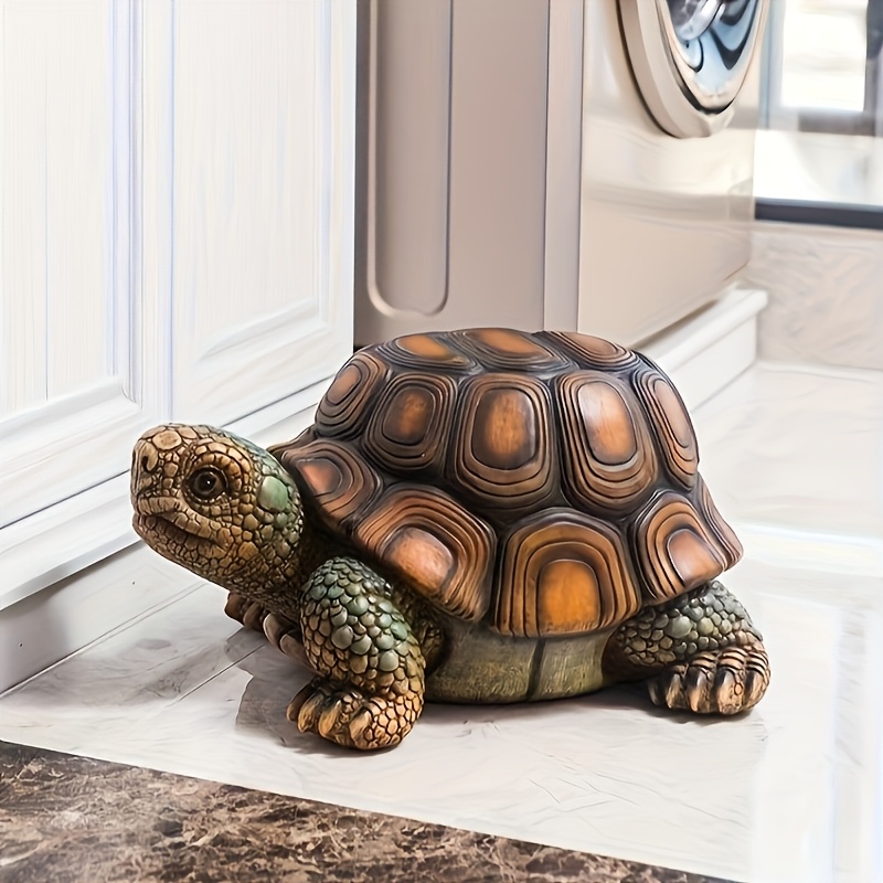18″ Garden Turtle Statue Stool, Simulated Animal Resin Sculpture, Multi-Purpose Decorative Stool for Living Room, Balcony, Office, Garden, Courtyard & Lawn