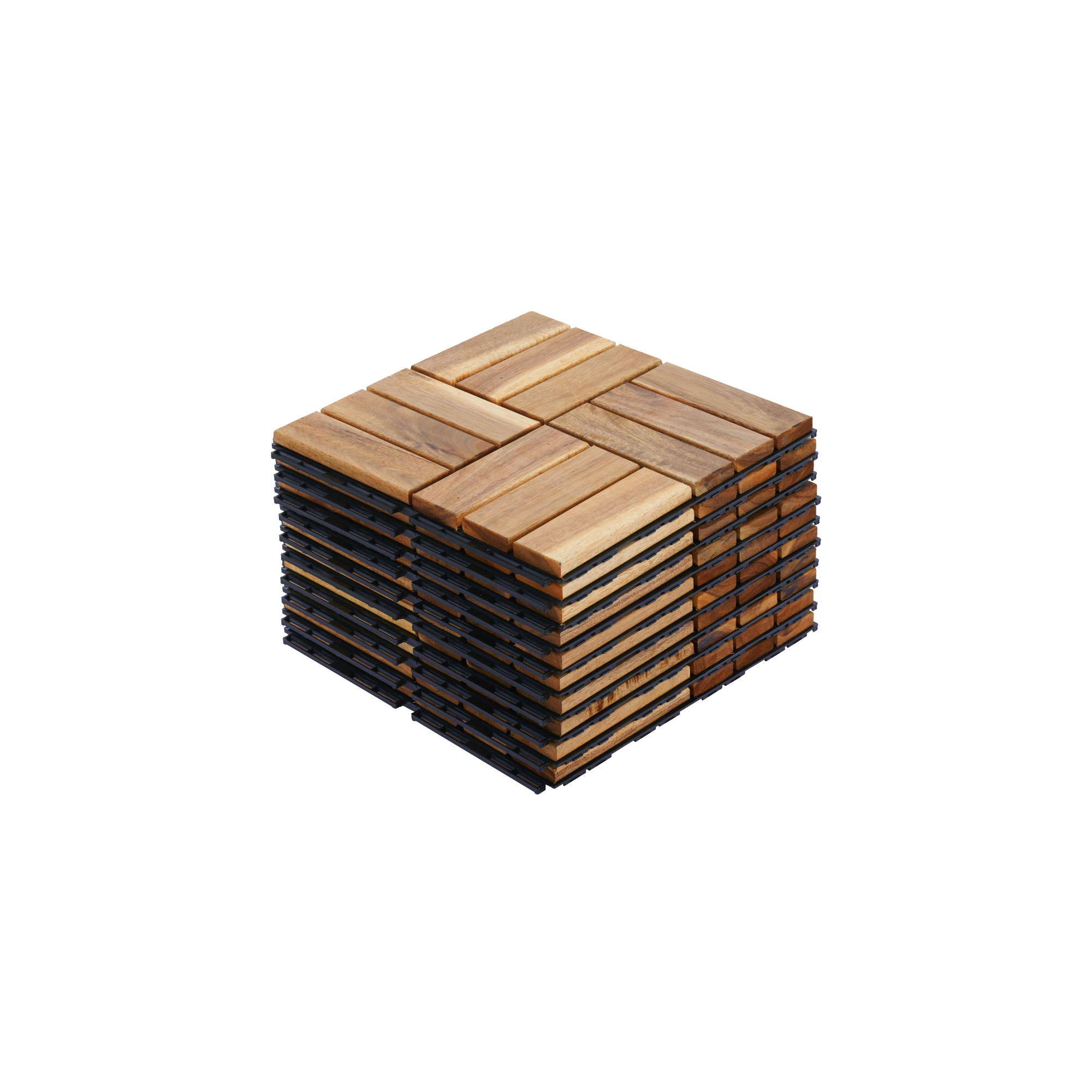 10 PCS Interlocking Deck Tiles Checker Pattern, 12″ x 12″ Square Yellow Acacia Hardwood Outdoor Flooring for Patio, Bancony, Pool Side,…