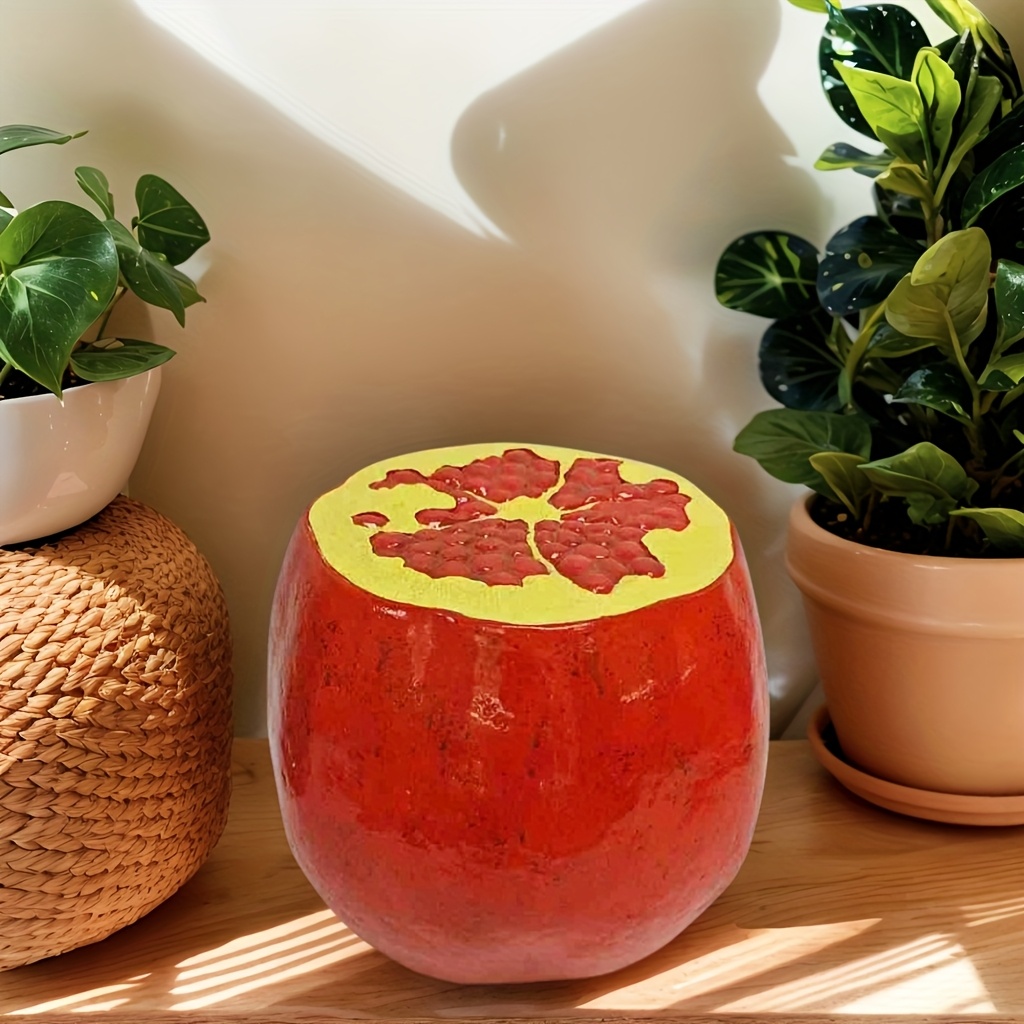 Pomegranate  Fruit Stool, 13.4″Oversized Resin Stool, Side Table, Home Decor Plant Stand Garden Indoor Outdoor Decorations, Multi-Purpose Innovative Garden Furniture