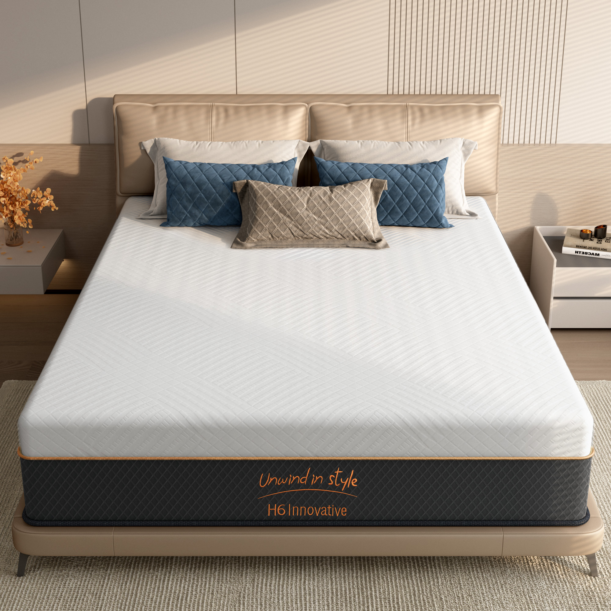 10 Inch Hybrid Mattress in a Box, Queen Size, Pocket Spring Mattress Medium Firm Feel with Edge Support & Motion Isolation