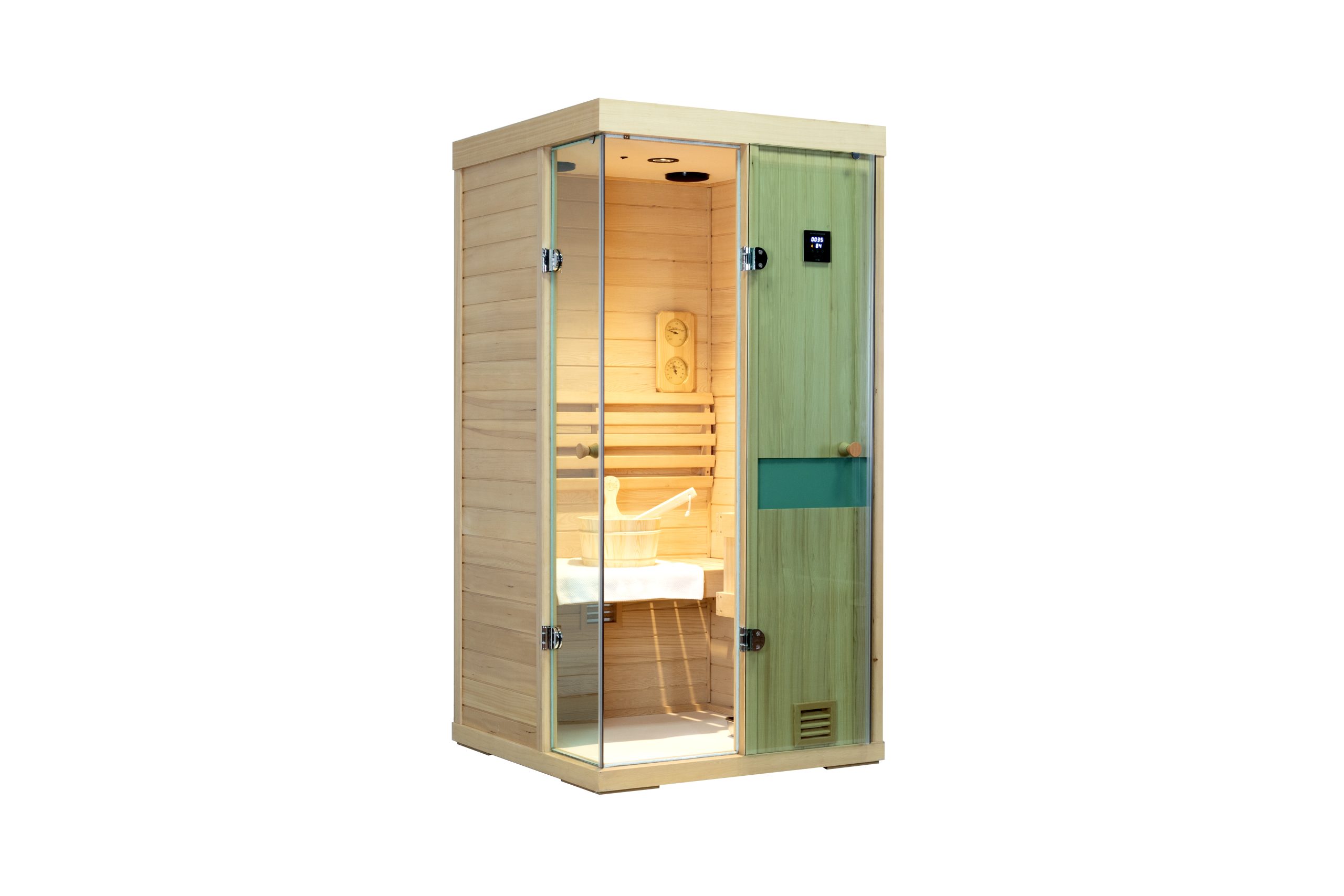 Mini One-person hemlock sauna room
