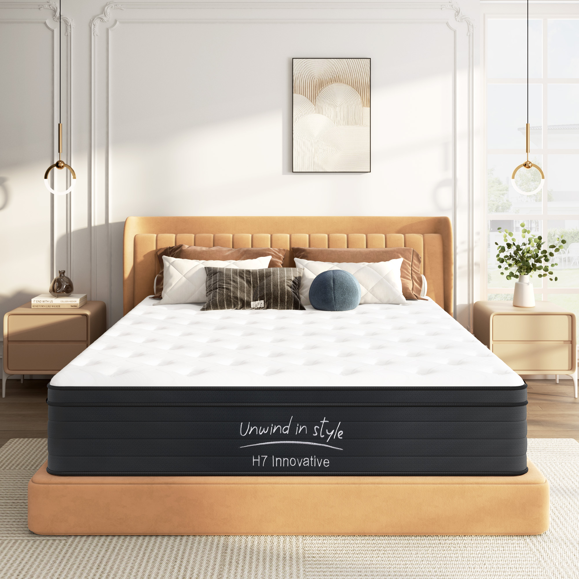 King Size Mattress,12 Inch Hybrid Mattress, Individually Pocketed Innerspring, Medium Firm