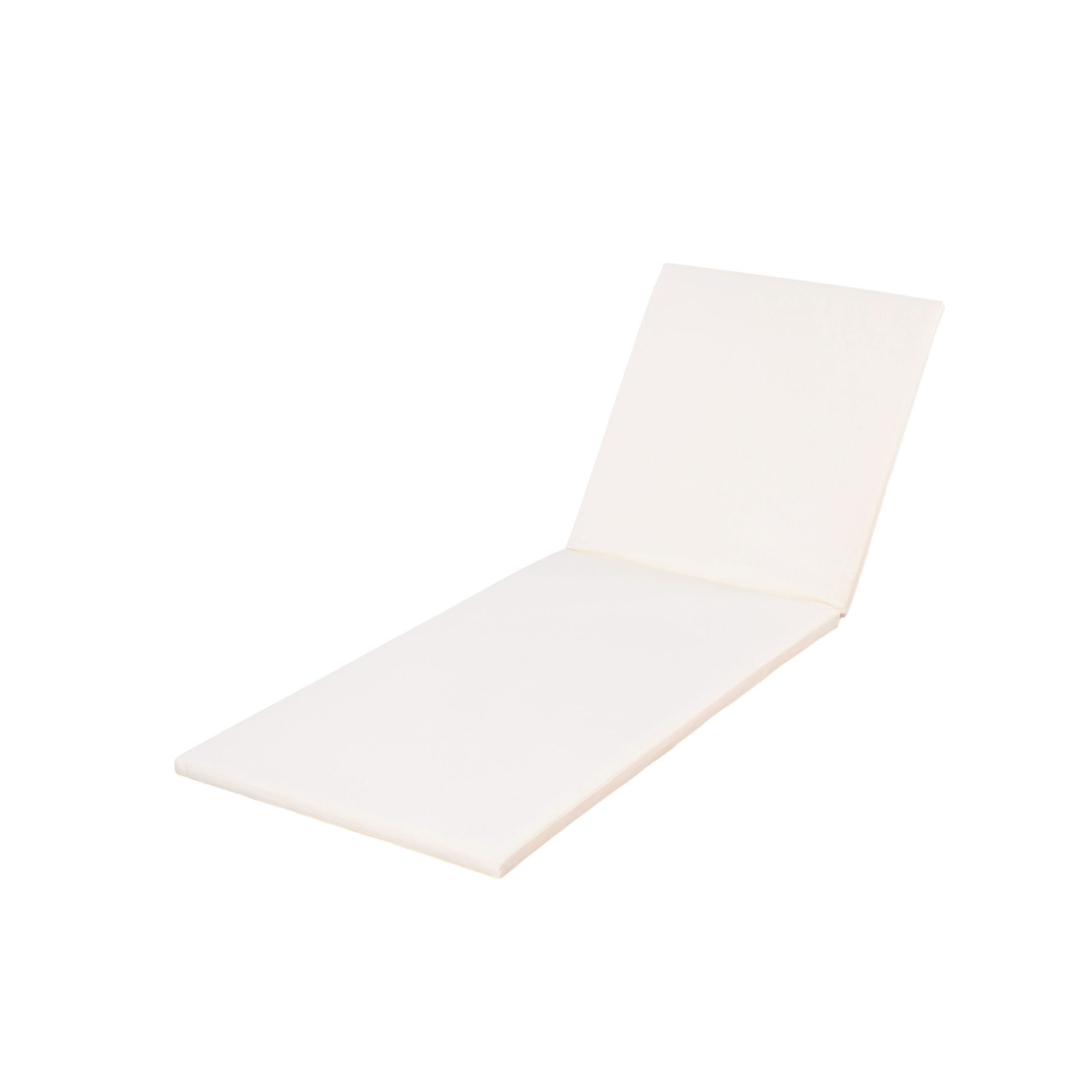 2″ THICK CHAISE LOUNGE CUSHION IN CREAM – WATERPROOF FOLDABLE 2-SECTION DESIGN  – FOR POOLSIDE, PATIO & GARDEN
