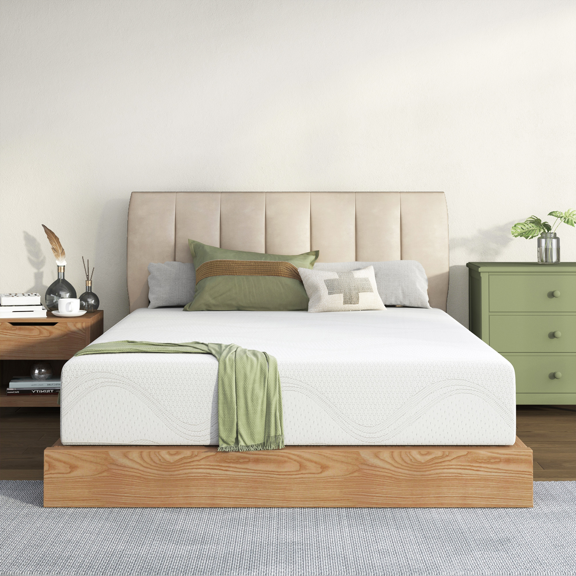 Full Size Memory Foam Mattress,12 Inch Bed Mattress,with Cooling Green Tea Gel, CertiPUR-US Certified,White