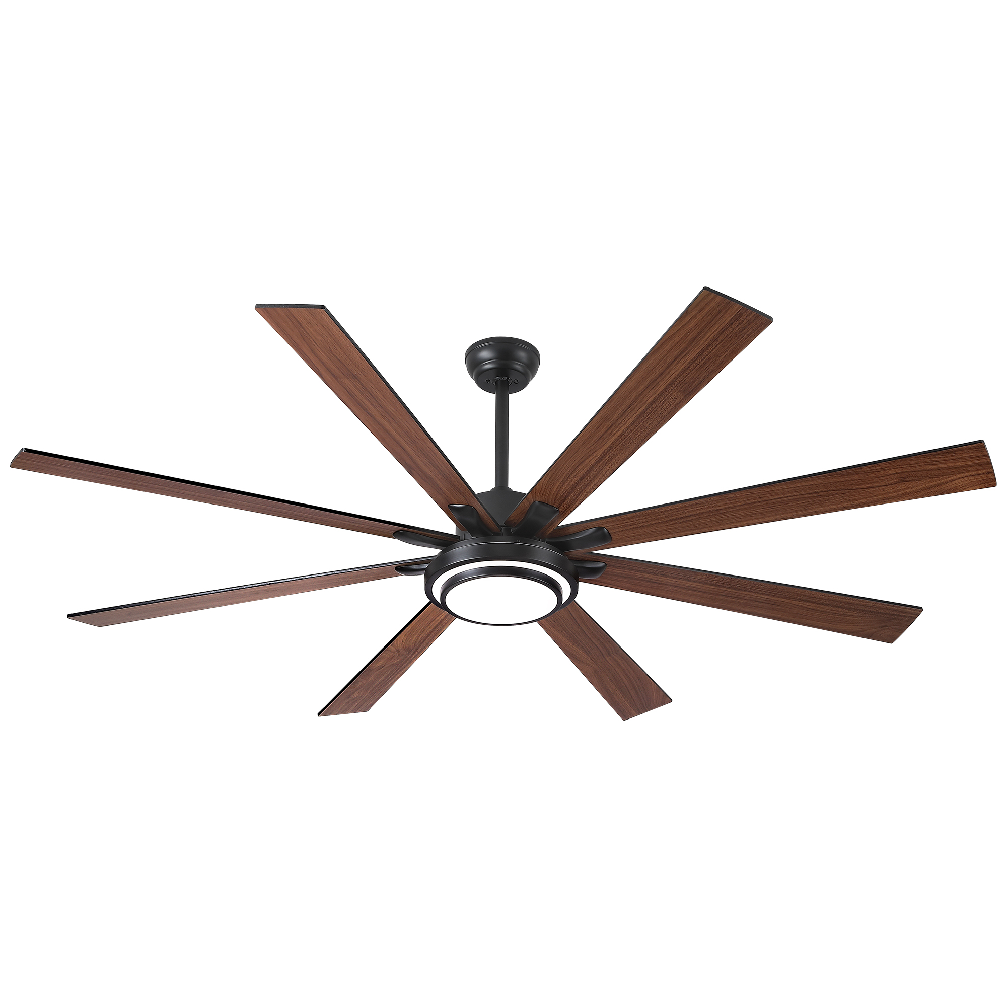 72″ Integrated LED Matte Black Large Smart Ceiling Fan with Remote Control