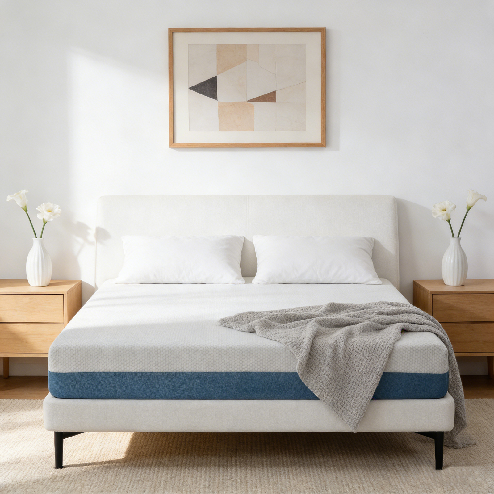 10 Inch Queen Mattress – Sterilizing & Airy, Premium High Resilience for Optimal Support, Non-Toxic Eco-Friendly Fabric, Elegant Appearance to Enhance Bedroom Aesthetics Made in Japan