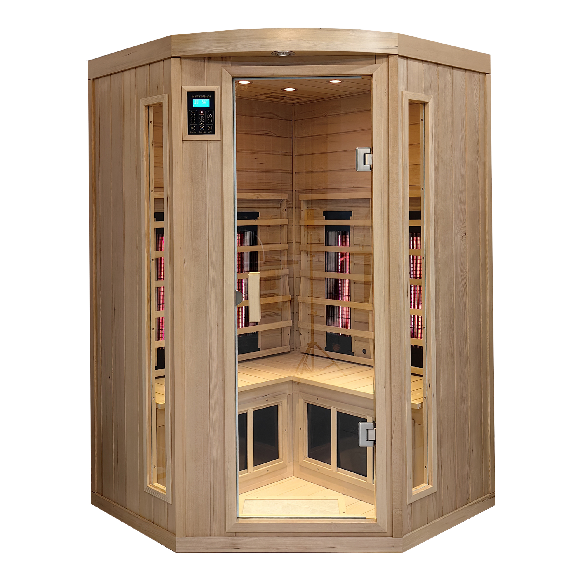 Hemlock pentagonal double opening glass sauna room2-B