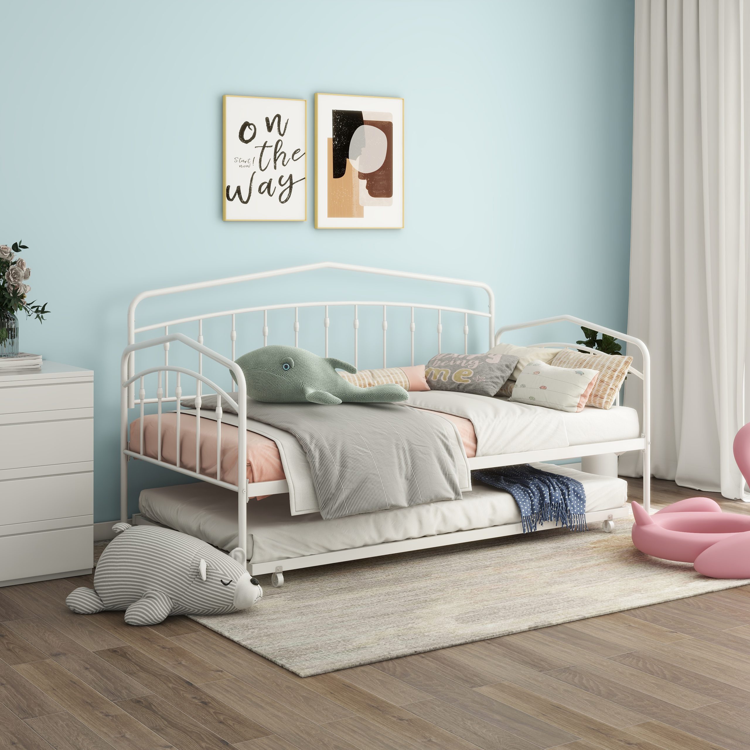 Fox Twin Daybed with Twin Trundle, White