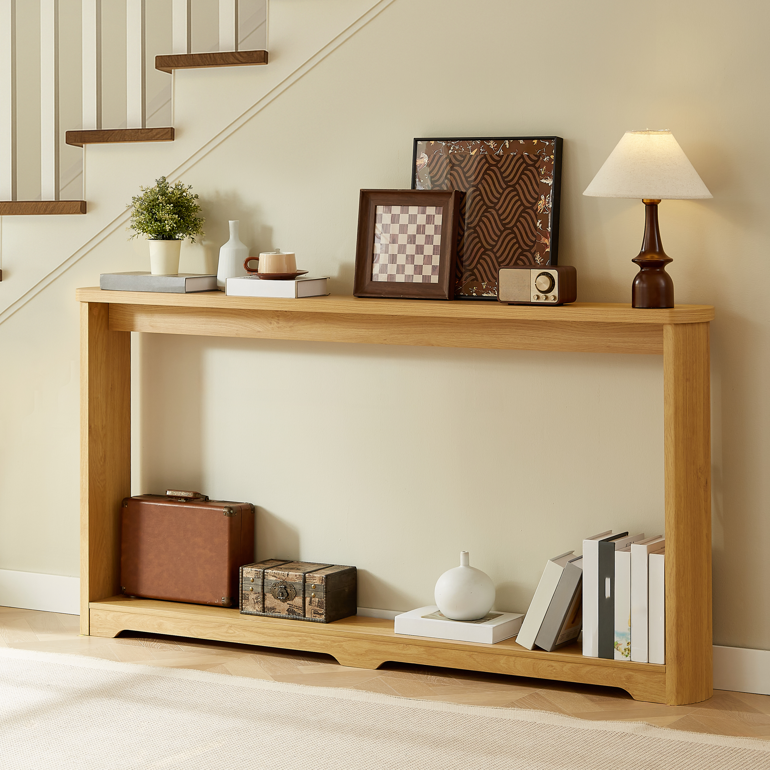 70.1″corrugated texture storage table for entranceways, narrow wooden console sofa table, can be placed behind the sofa, suitable for entranceways, corridors, and front door.Natura.70.1″L*8.7″W*35.5″H