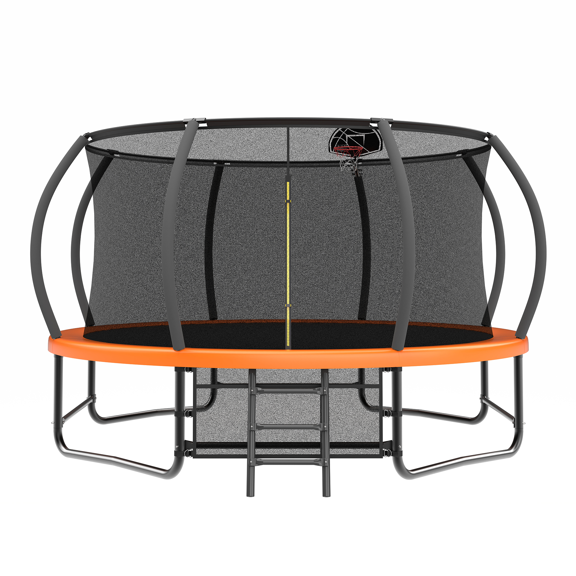 14FT Trampoline with Enclosure – Recreational Trampolines with Ladder and AntiRust Coating, ASTM Approval Outdoor Trampoline for Kids