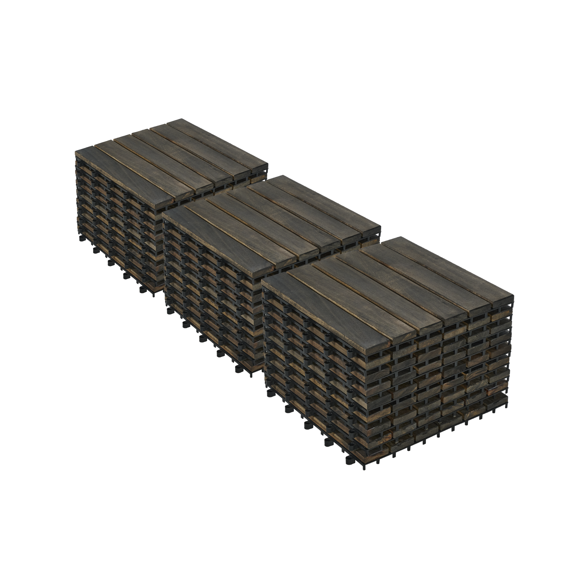 30 PCS Interlocking Deck Tiles Striped Pattern, 12″ x 12″ Dark Brown Square Acacia Hardwood Outdoor Flooring for Patio, Bancony, Pool Side,…