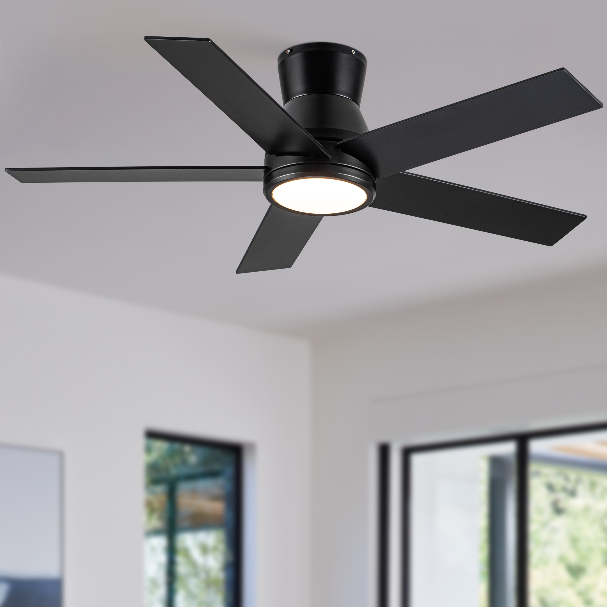 52″ Black Lowe Profile Ceiling Fan with Light