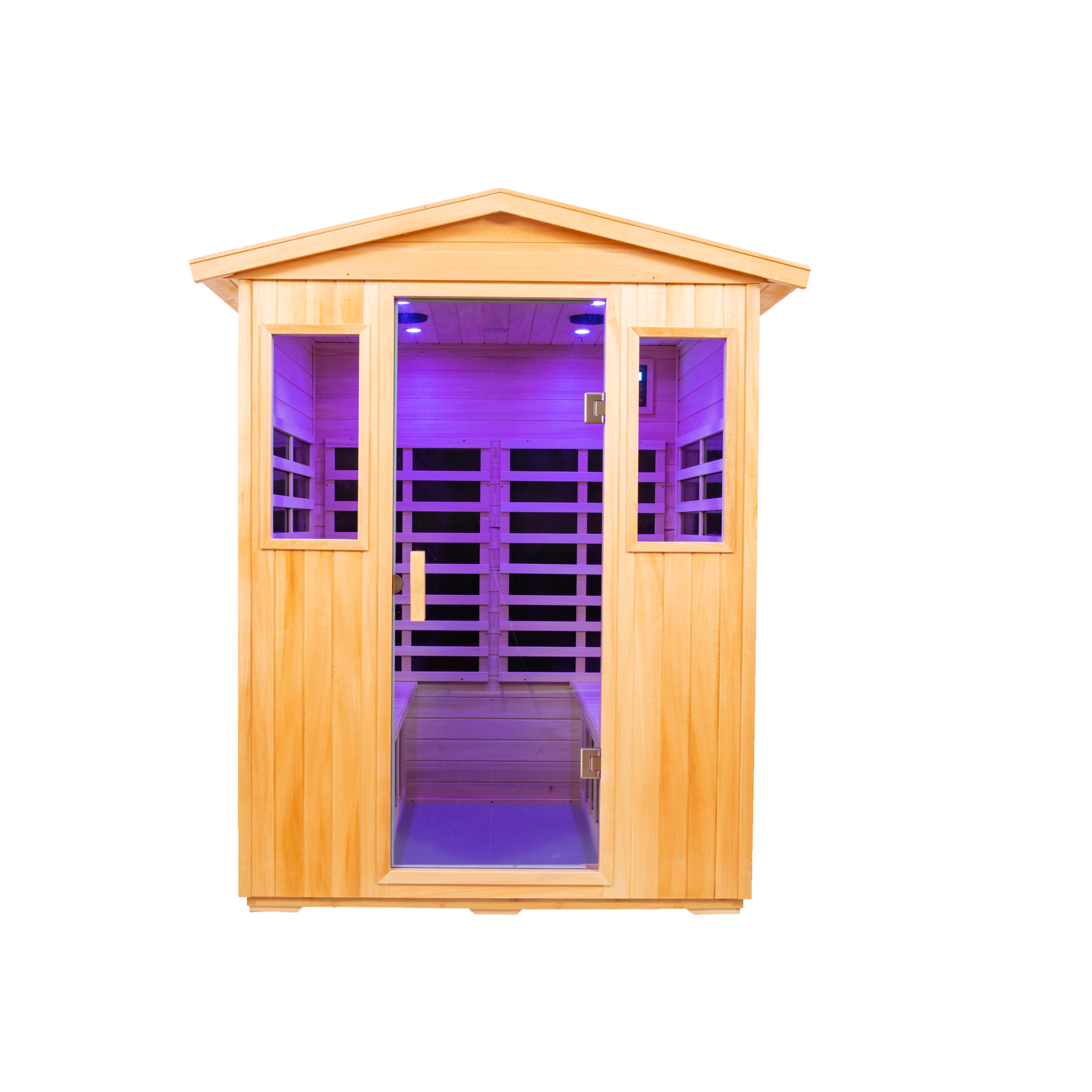 Four person Basswood Far-infrared outdoor sauna room (Roof & Floor)