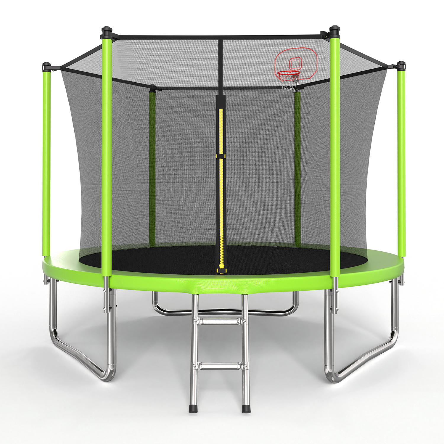 10FT Trampoline for Kids, Basketball Hoop and Ladder, Outdoor Kids Trampoline with Safety Enclosure,Fast Assembly for Backyard Fun,ASTM Approved