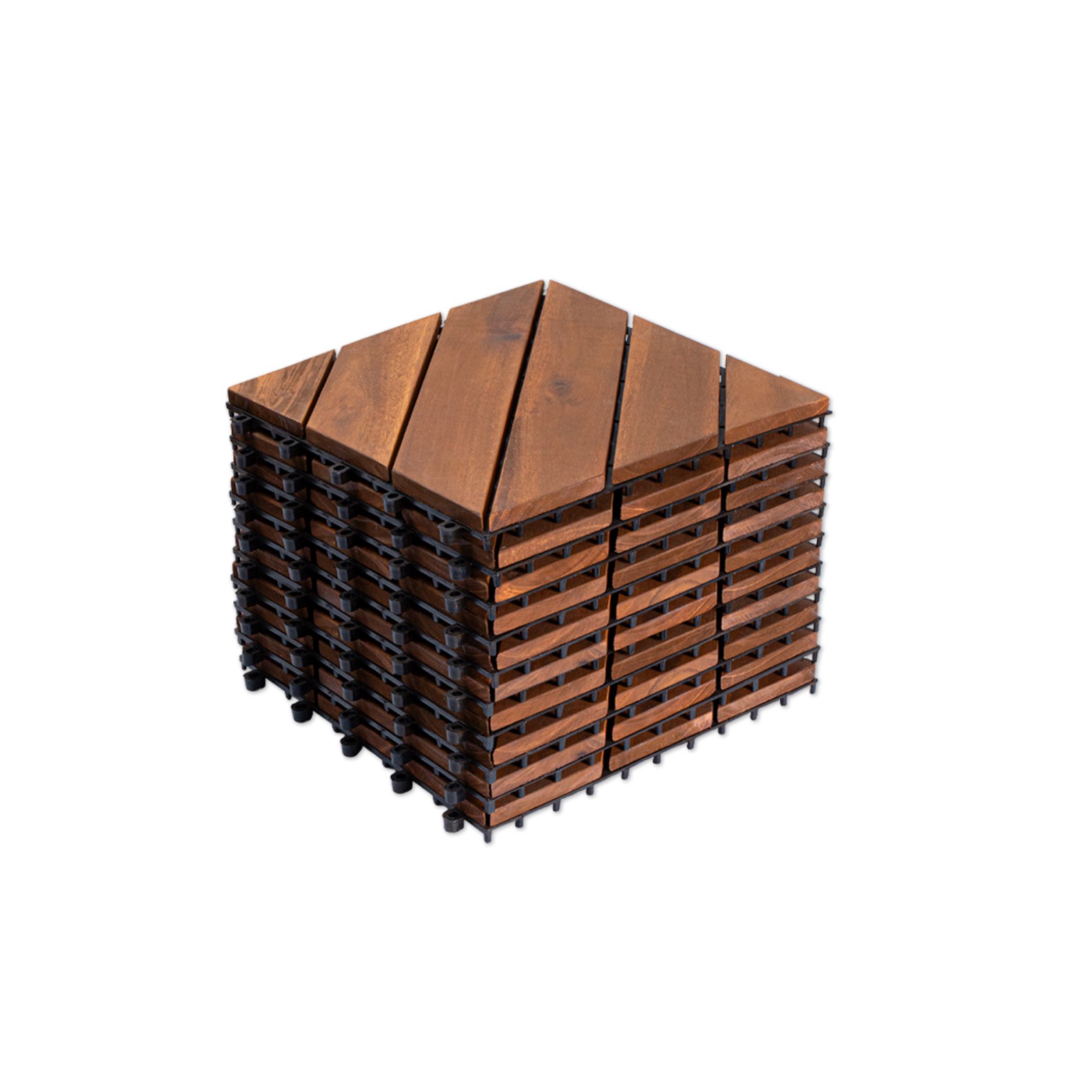 10 PCS Interlocking Deck Tiles Diagonal Pattern, 12″ x 12″ Acacia Wood Tiles For Patio, Waterproof, All-Weather, Outdoor Decking For Garden, Pool, Balcony,…