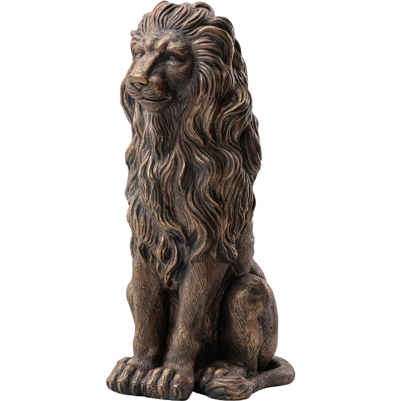 20.5″ Lion Statue, Resin Outdoor Guardian Sculpture, Simulated Animal Decor for Villa, Garden, Park & Resort, Patriotic Independence Day Decoration for Home & Courtyard