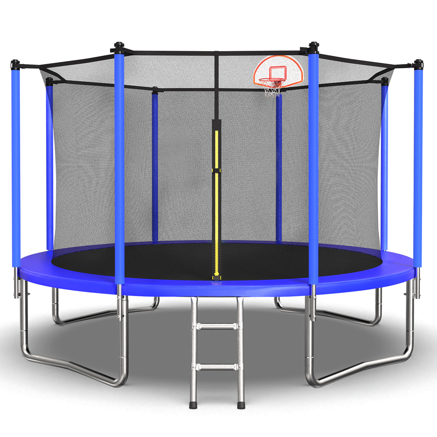 12FT Trampoline for Kids & Adults with Basketball Hoop and Ball ,Recreational Trampolines with Safety Enclosure for Back Yard Outdoor