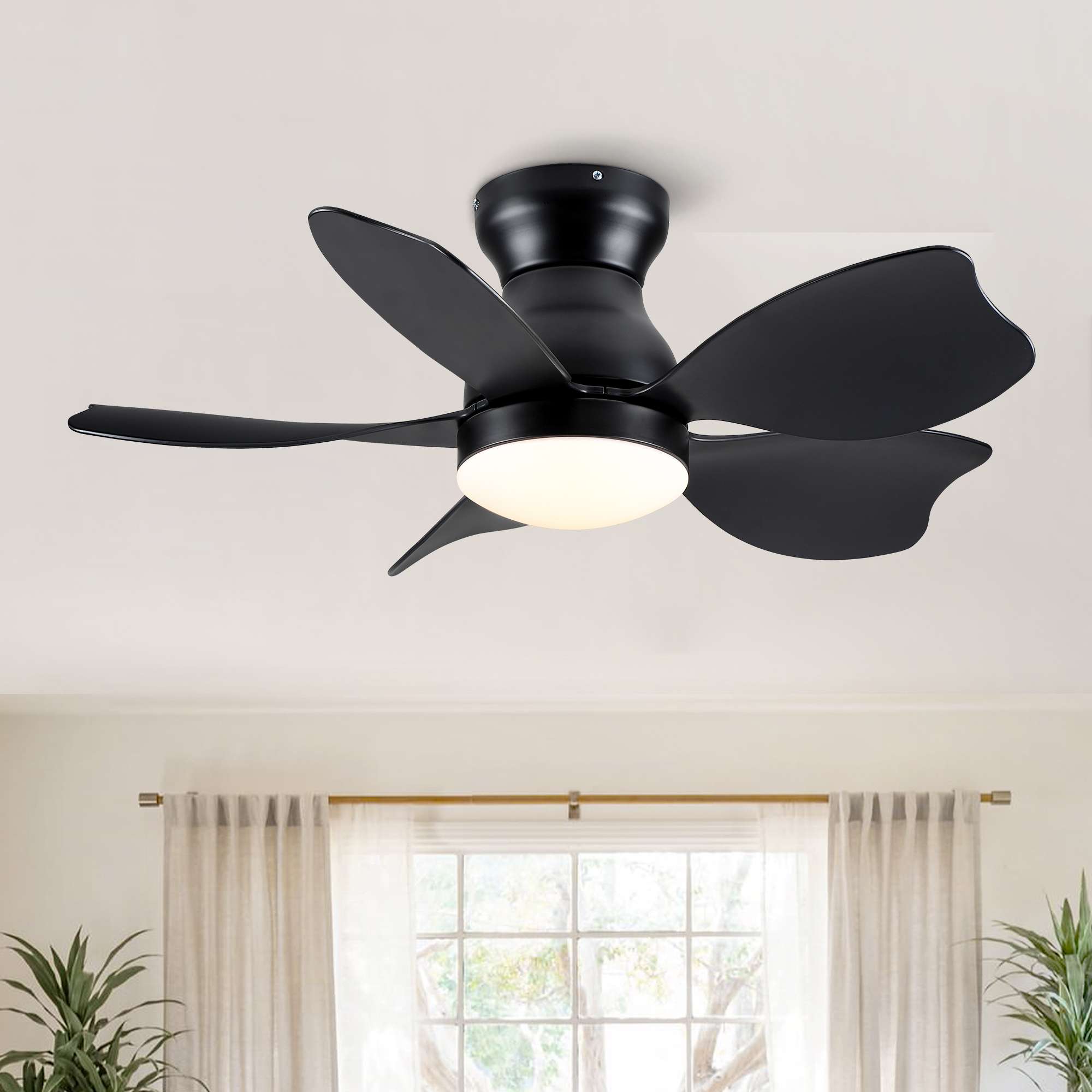 30″ Small Kid’s Low Profile Flush Mount Ceiling Fan Lighting with Remote Control for Small Children Room