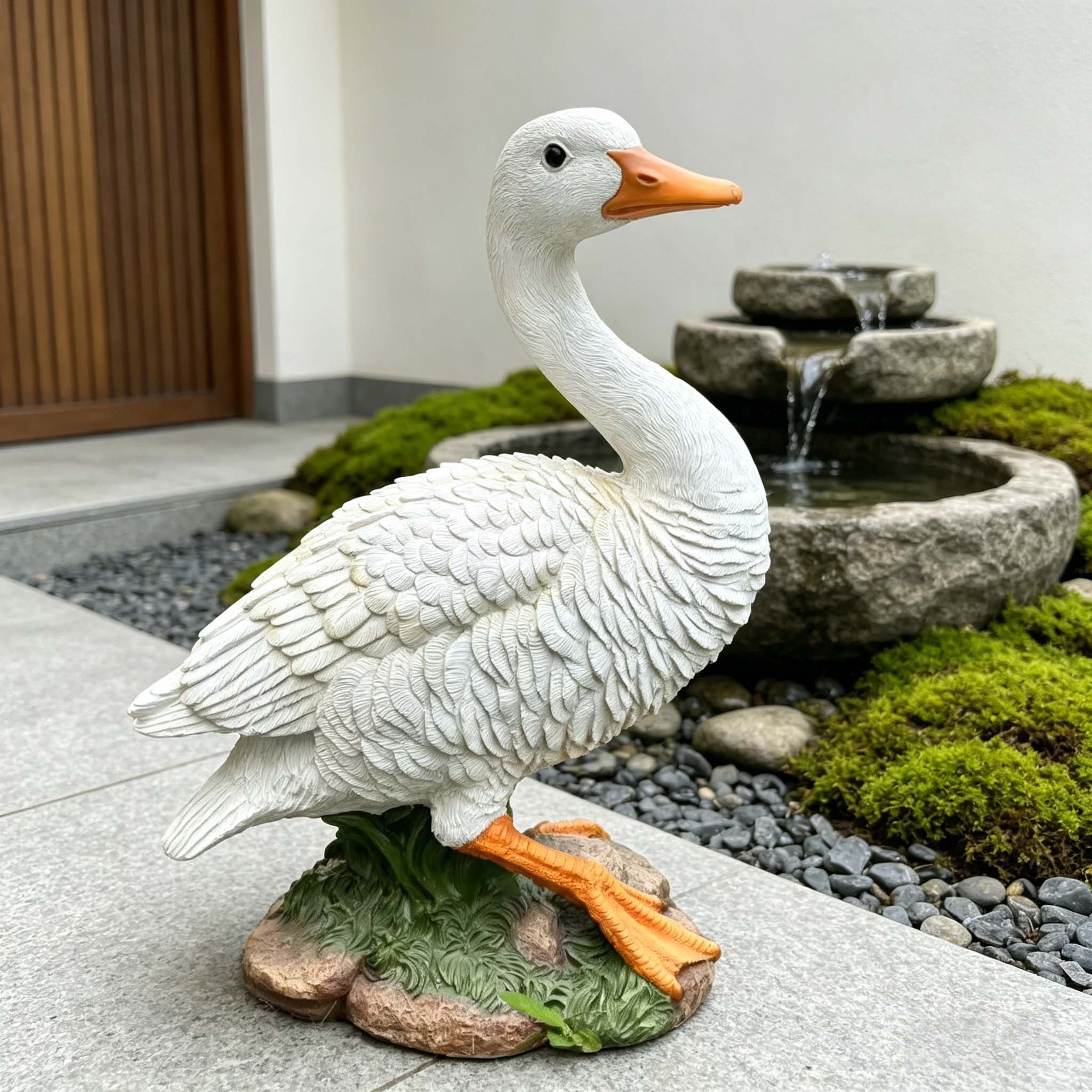 Resin White Goose Garden Statue, Outdoor Duck Figurine for Patio, Yard, Lawn Decor, Weatherproof Animal Sculpture for Home and Garden Ornament