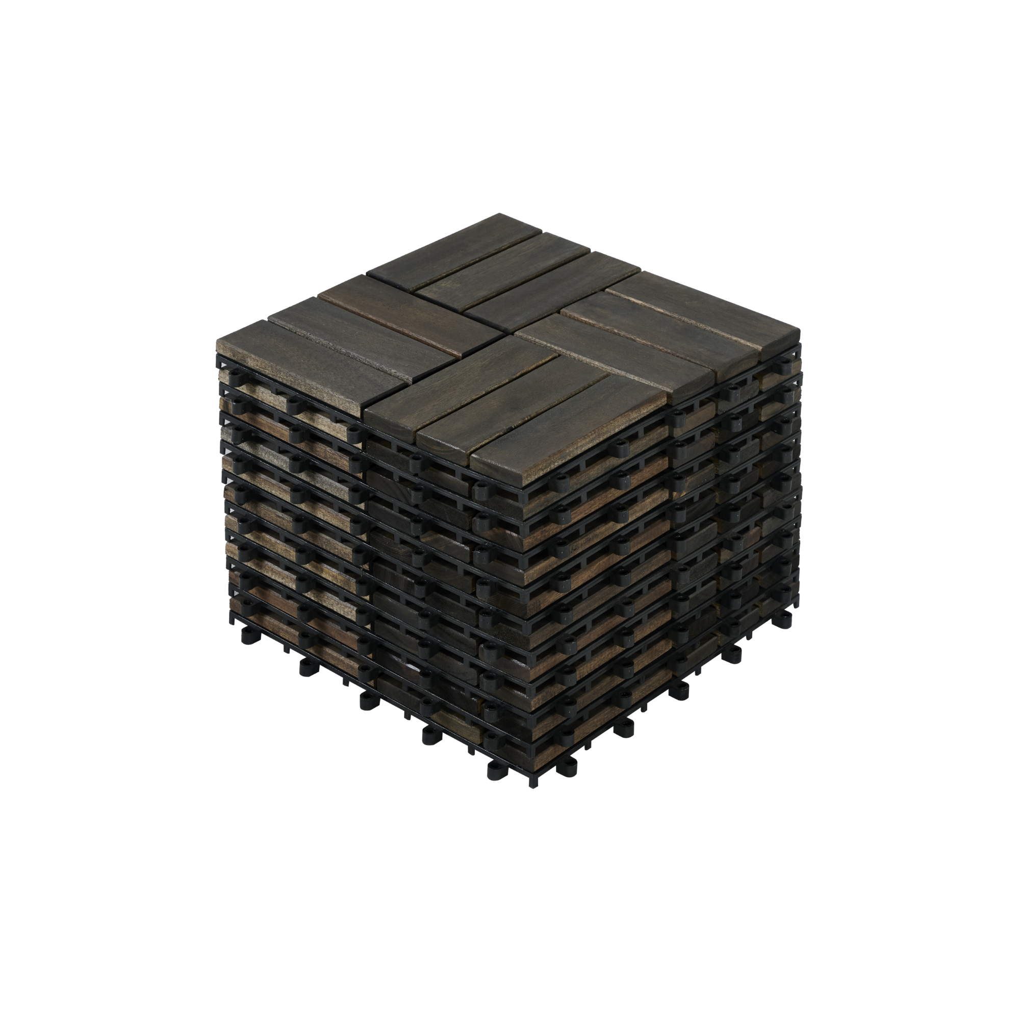 Acacia Wood Interlocking Deck Tiles Checker Pattern, 10PCS 12″ x 12″ Square Dark Brown Acacia Hardwood Outdoor Flooring for Patio, Bancony, Pool Side,…