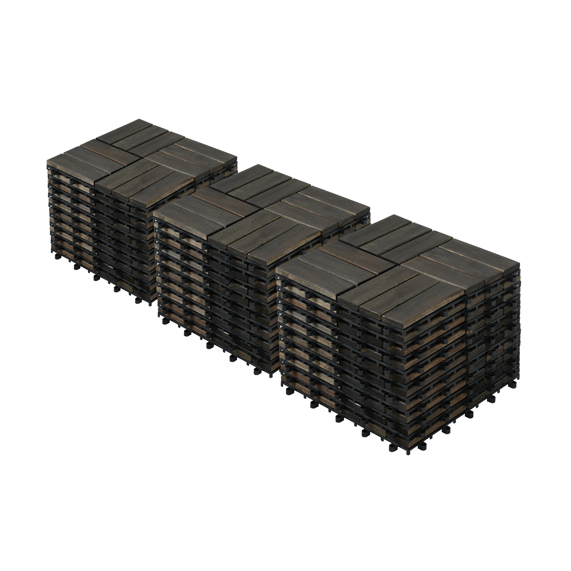 Acacia Wood Interlocking Deck Tiles Checker Pattern, 30 PCS  12″ x 12″ Dark Brown Square Acacia Hardwood Outdoor Flooring for Patio, Bancony, Pool Side,…
