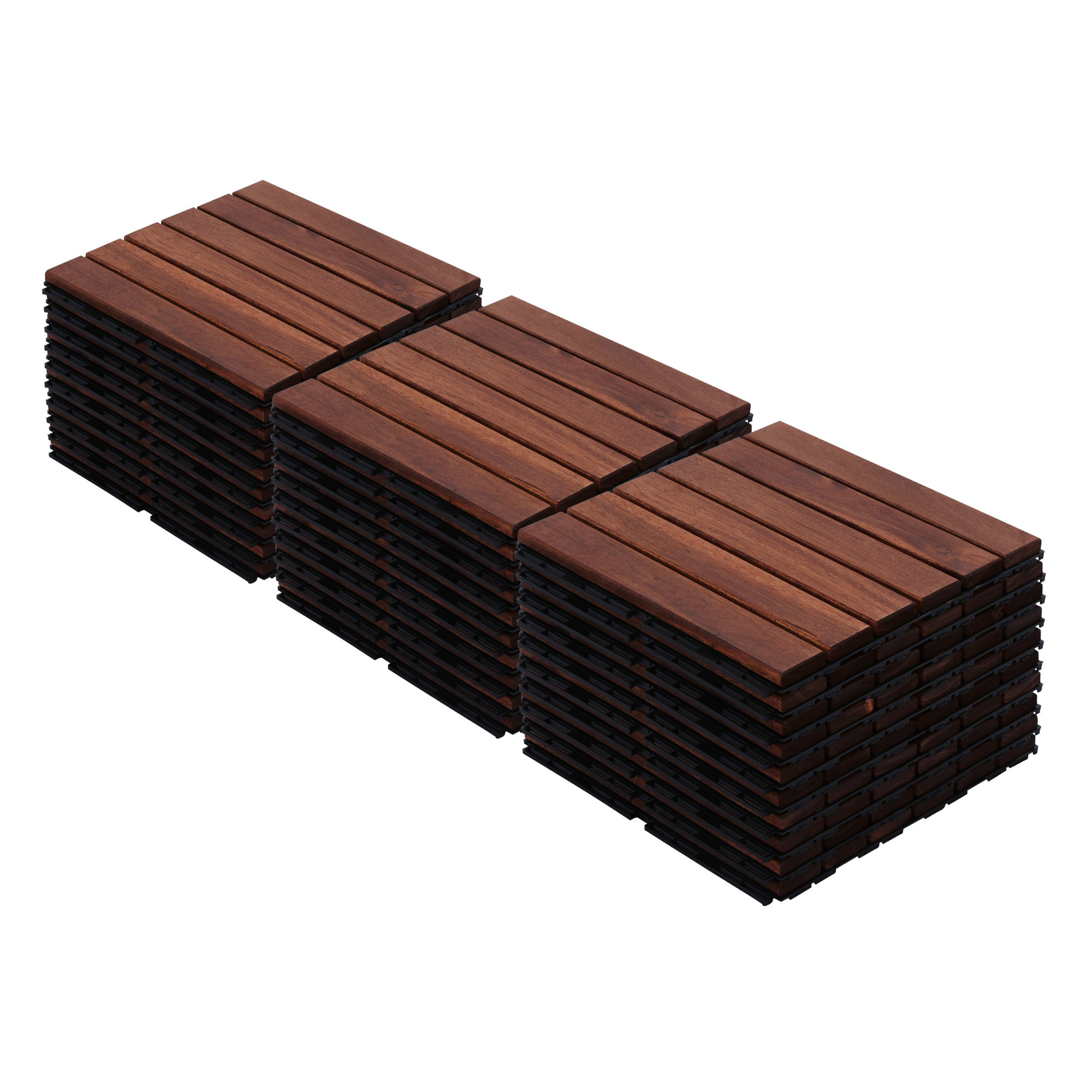 30 PCS Interlocking Deck Tiles Striped Pattern, 12″ x 12″ Square Acacia Hardwood Outdoor Flooring for Patio, Bancony, Pool Side,…