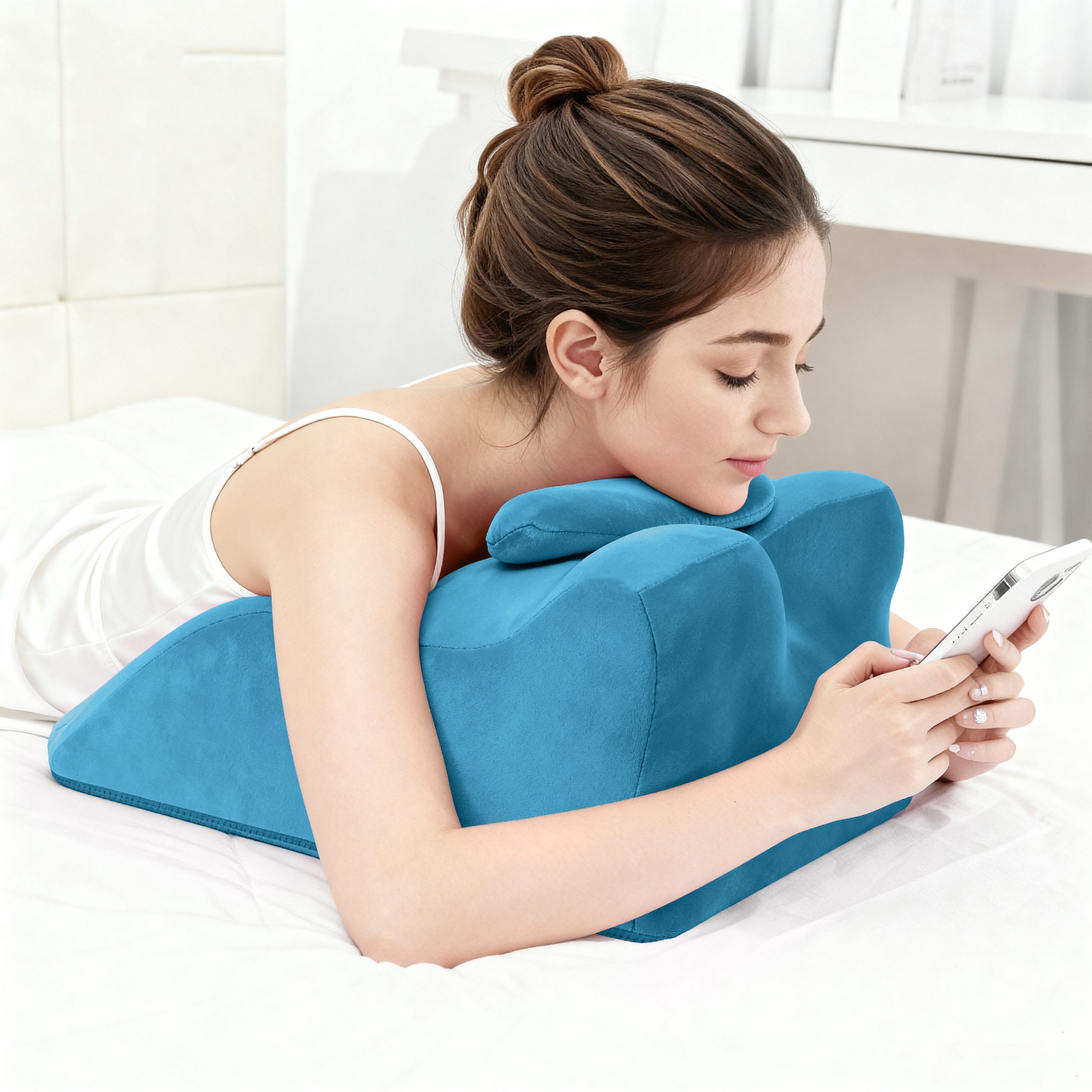Ergonomic Spinal Posture Support & Multi-Functional Bed Pillow – Blue