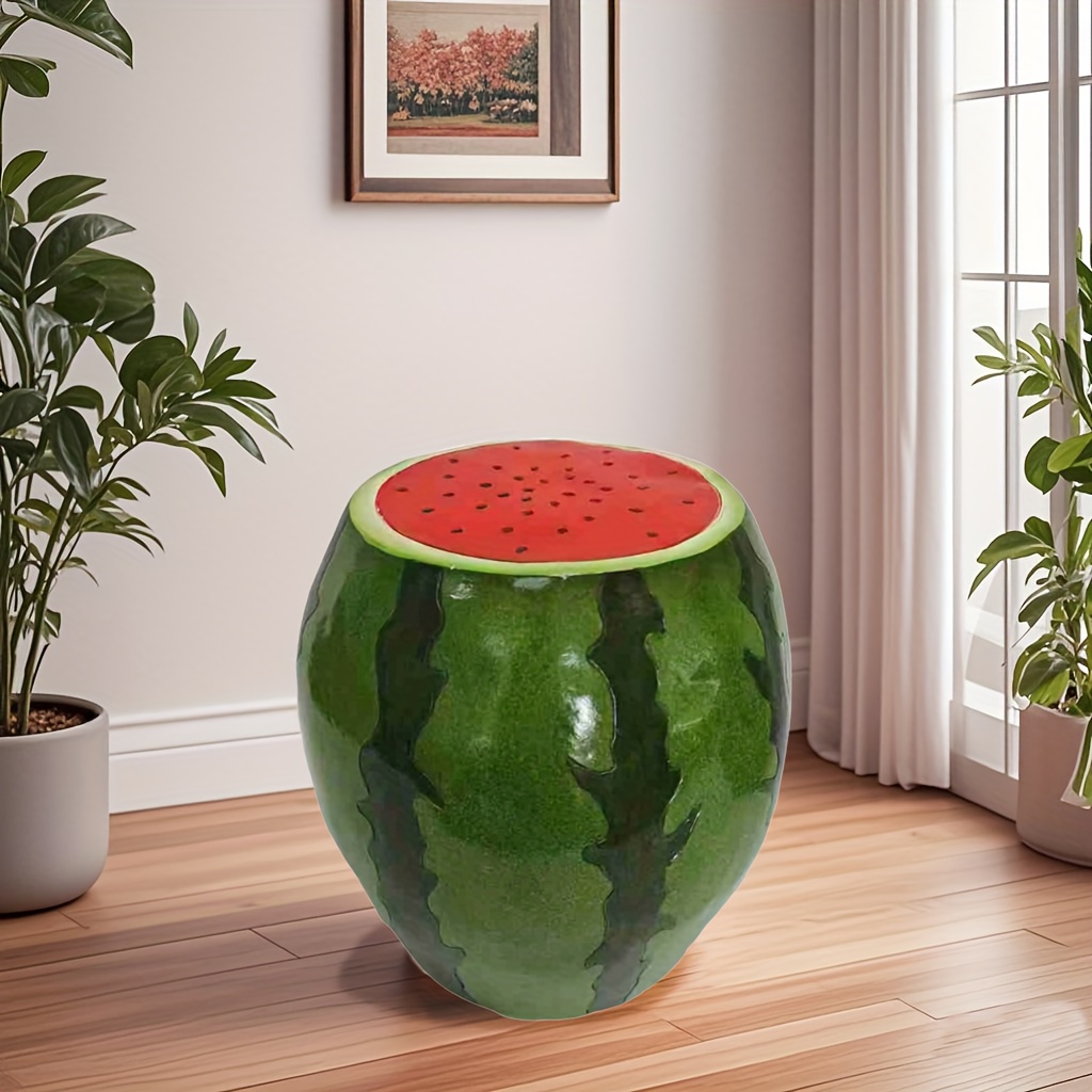 Watermelon Fruit Stool, 13.4″Oversized Resin Stool, Side Table, Home Decor Plant Stand Garden Indoor Outdoor Decorations, Multi-Purpose Innovative Garden Furniture