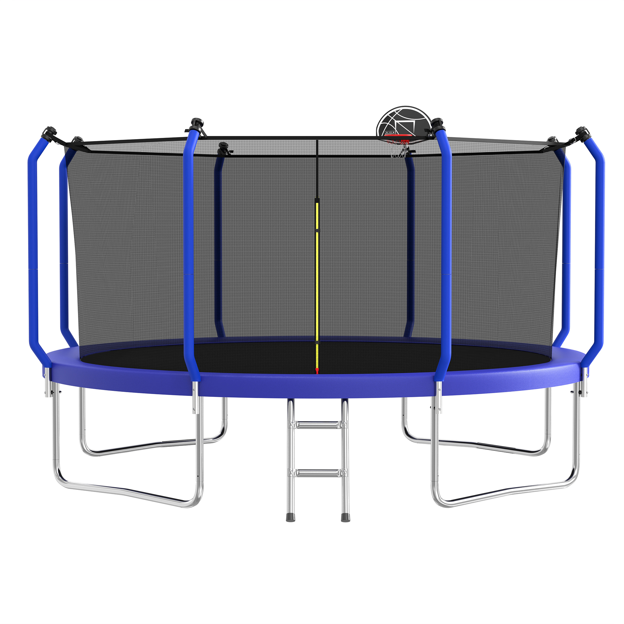 14FT Trampoline with Basketball Hoop, ASTM Approved Reinforced Type Outdoor Trampoline with Enclosure Net