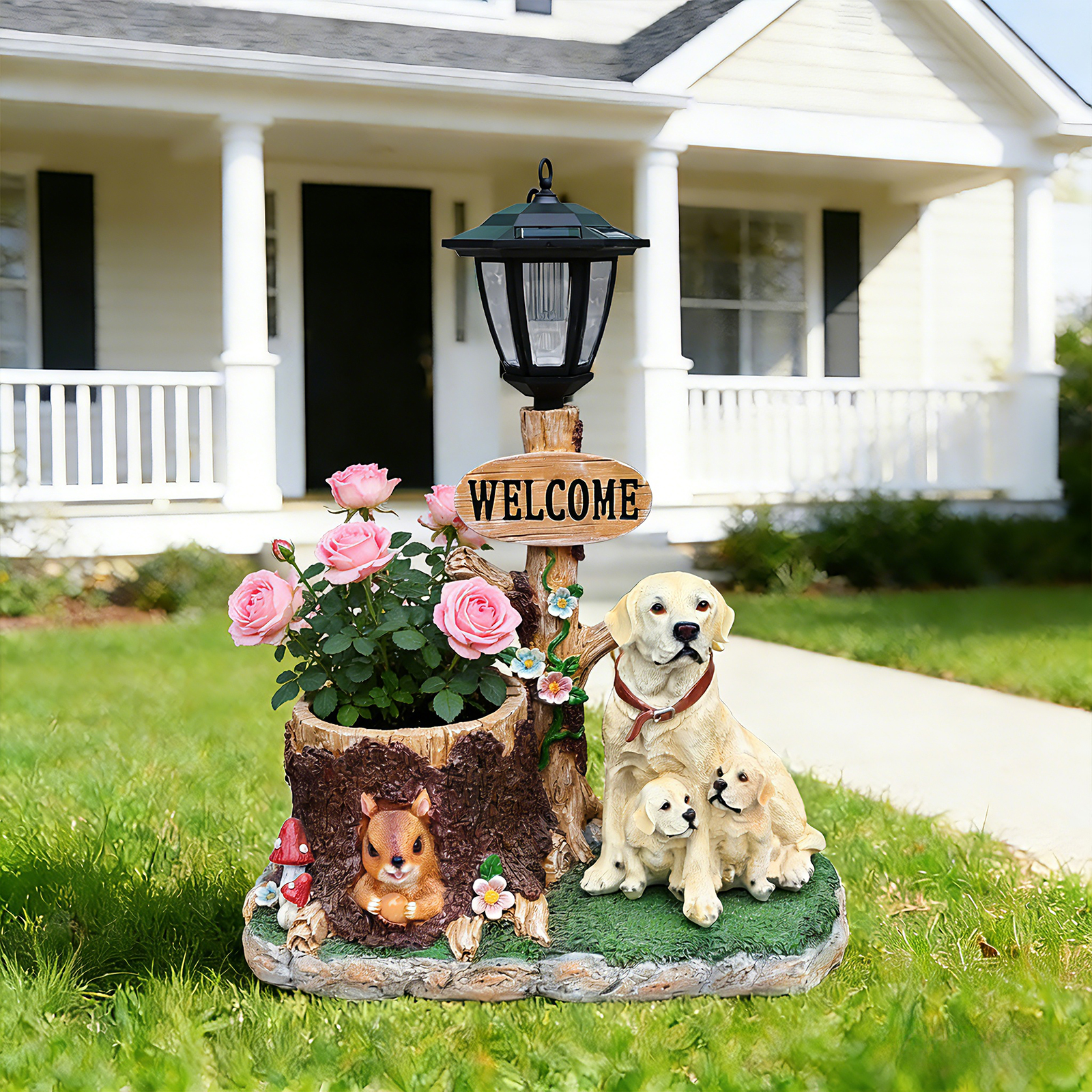 Labrador Dog Family Planter Garden Statue