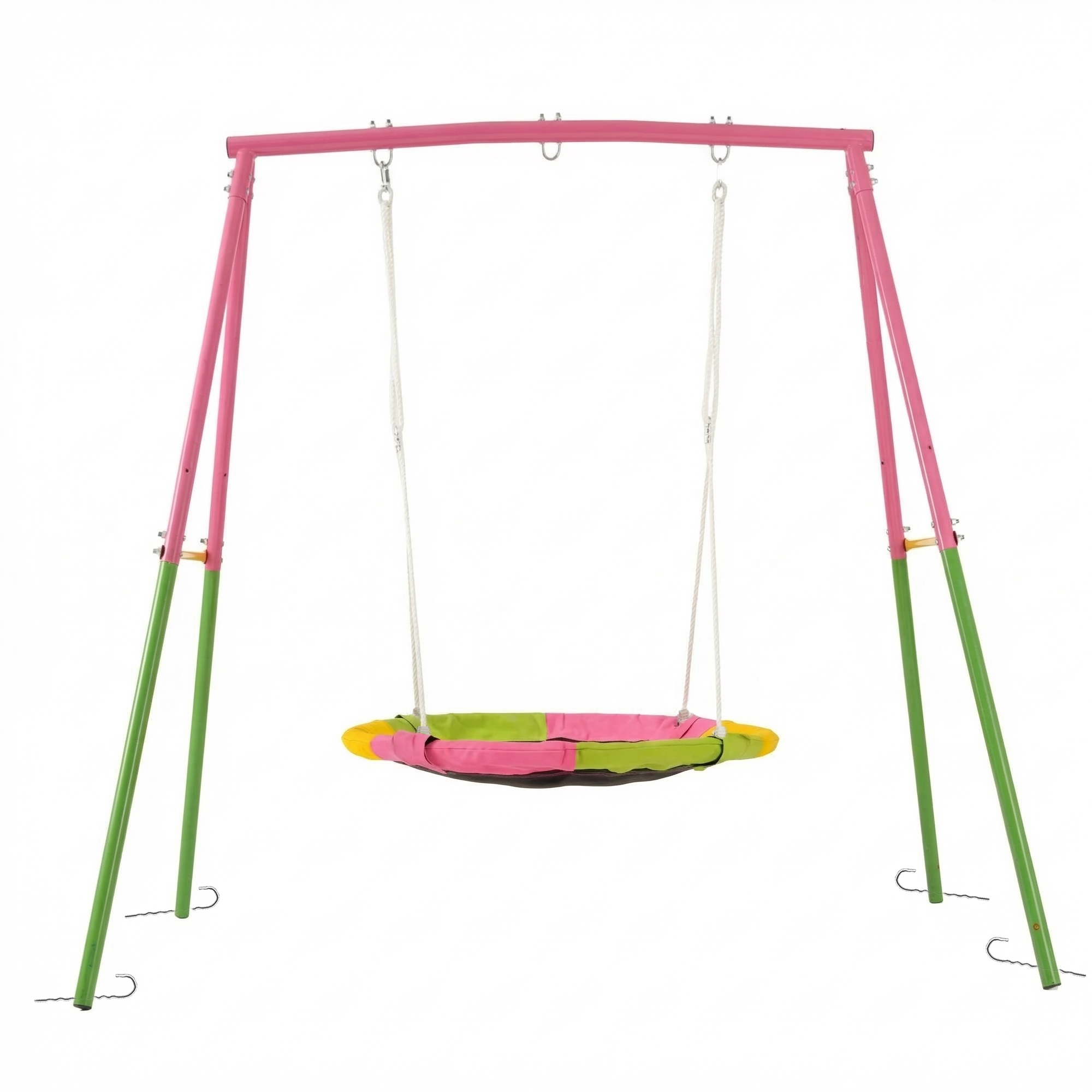 Flying Saucer Swing Set with Heavy Duty A-Frame Metal Swing Stand, Full Steel, Outdoor for Kids, Backyard, Playground, Outdoor