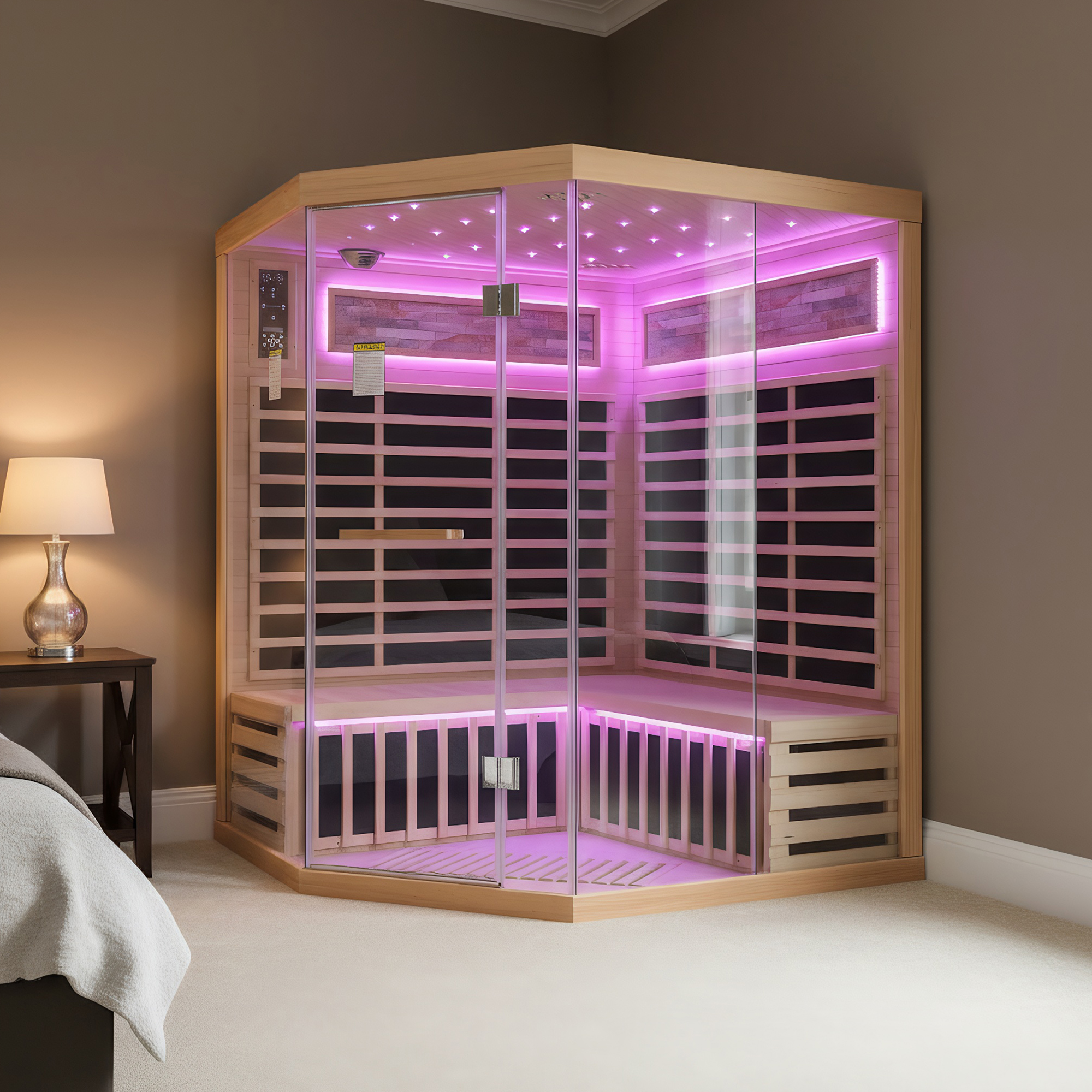 Family style pentagonal sauna room