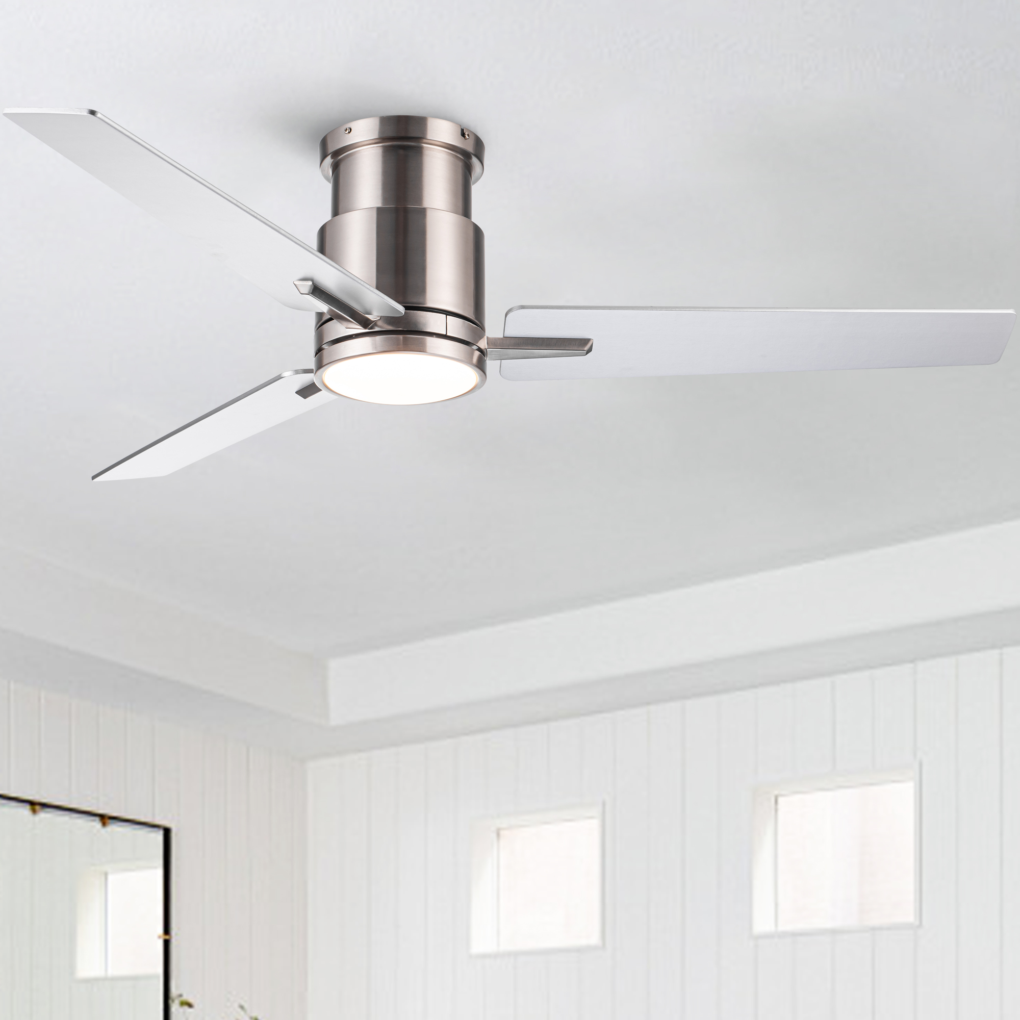 52″ Brushed Nickel Lowe Profile Ceiling Fan with Light