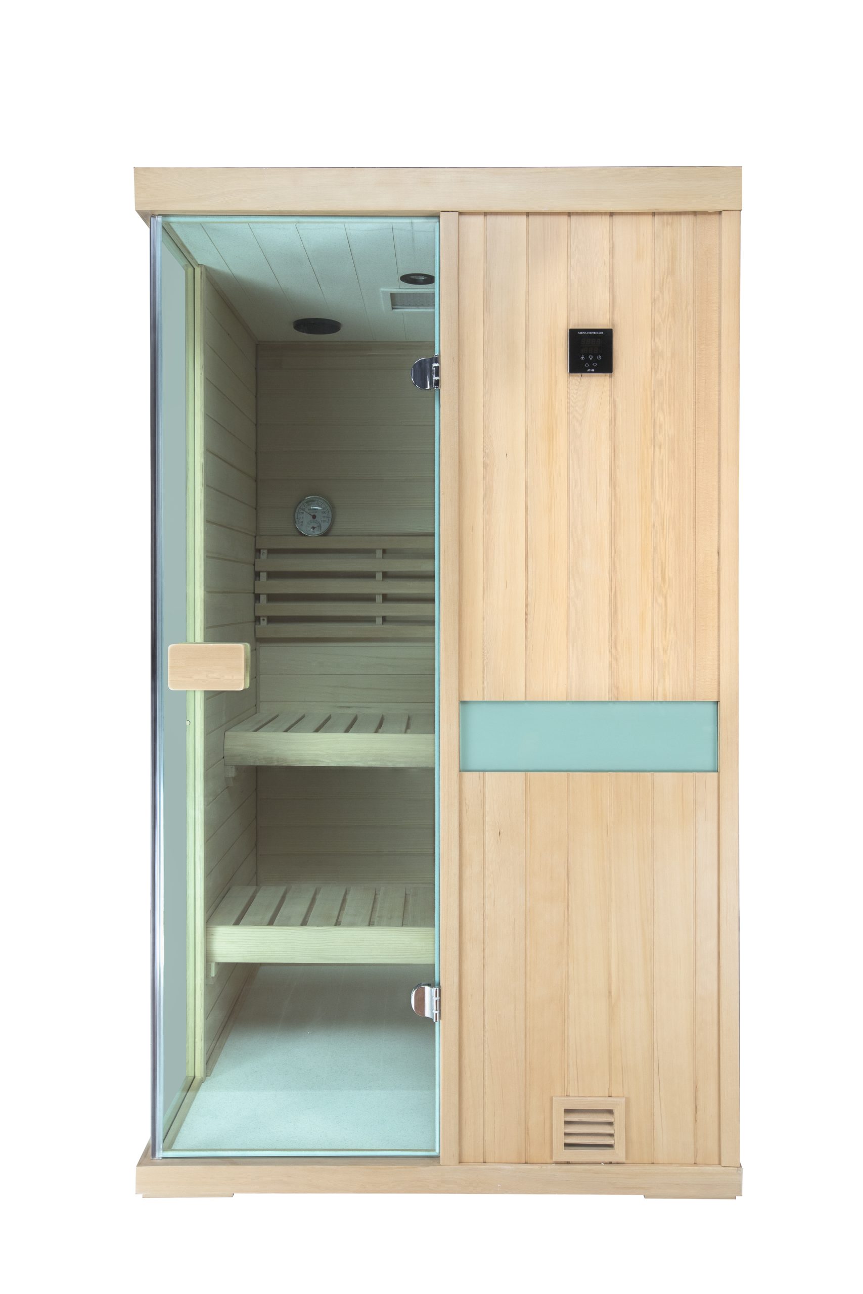 Two-person wooden steam sauna room