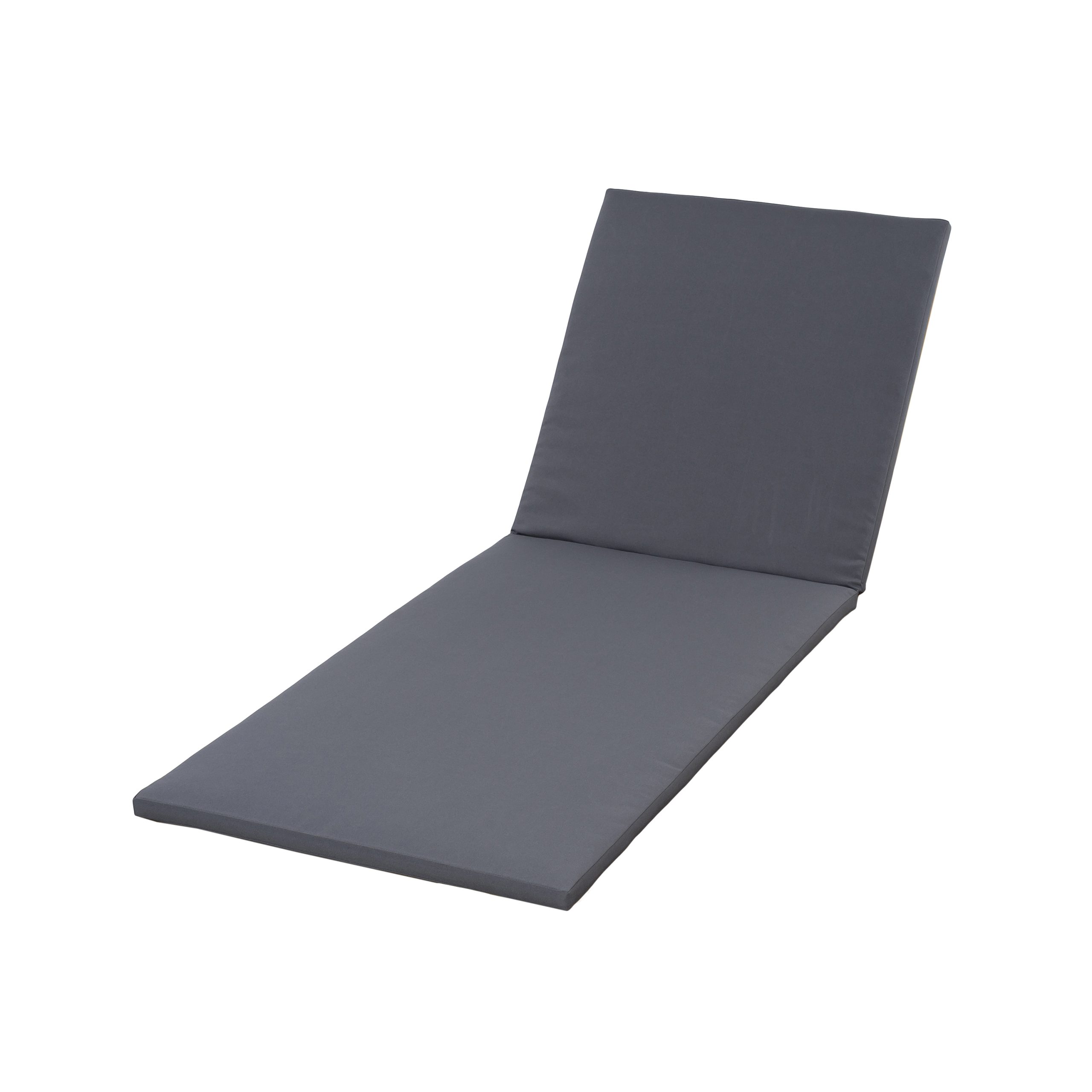 2″ THICK CHAISE LOUNGE CUSHION IN DARK GREY – WATERPROOF FOLDABLE 2-SECTION DESIGN-FOR POOLSIDE, PATIO & GARDEN
