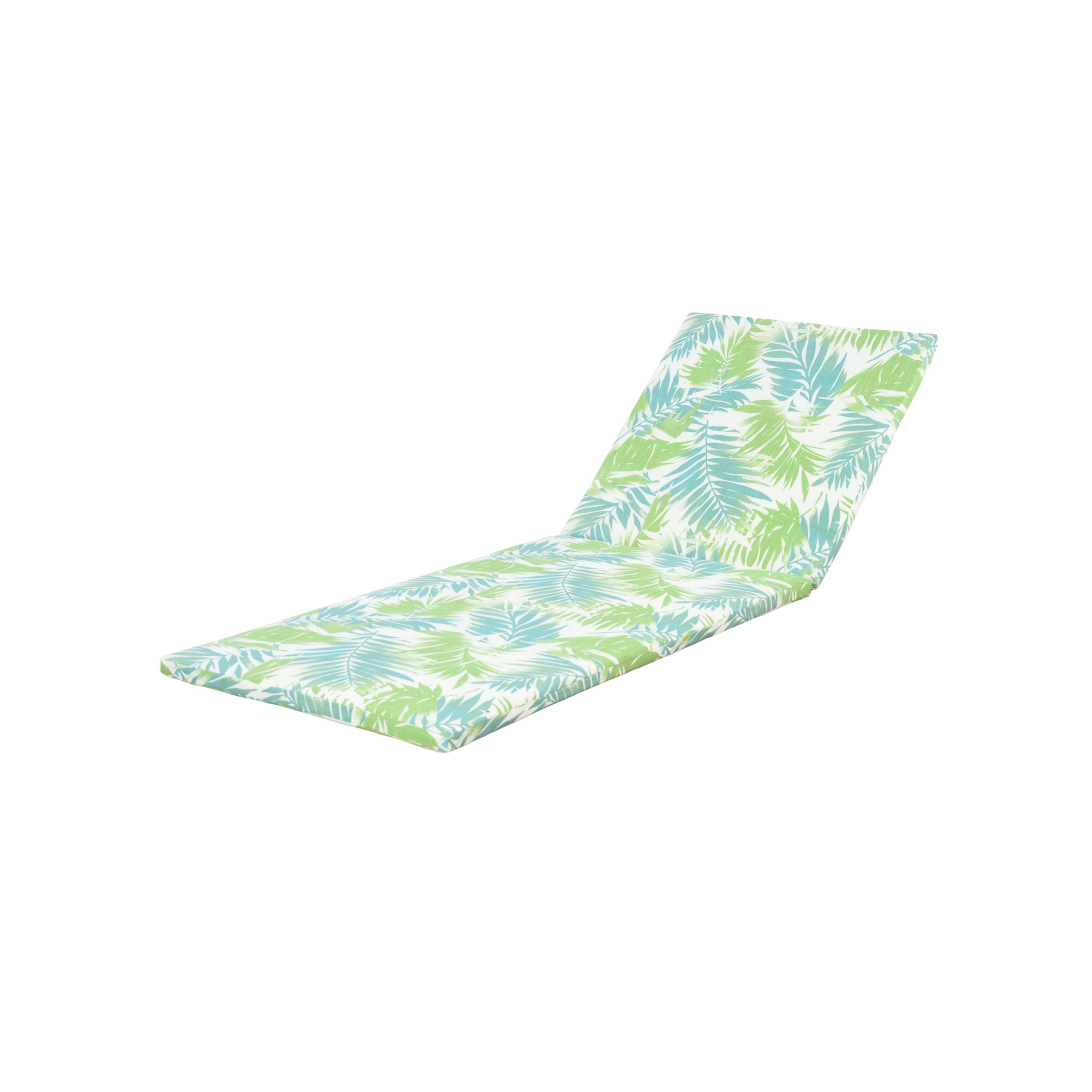 2″ THICK FLORAL CHAISE LOUNGE CUSHION IN LEAF COCONUT – WATERPROOF FOLDABLE 2-PART DESIGN – FOR POOLSIDE, PATIO & GARDEN