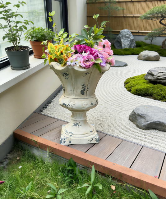 MGO Garden Planter, Garden decoration and planting,Color Antique White, Side 16.33″Wx16.33”Dx21.45″H