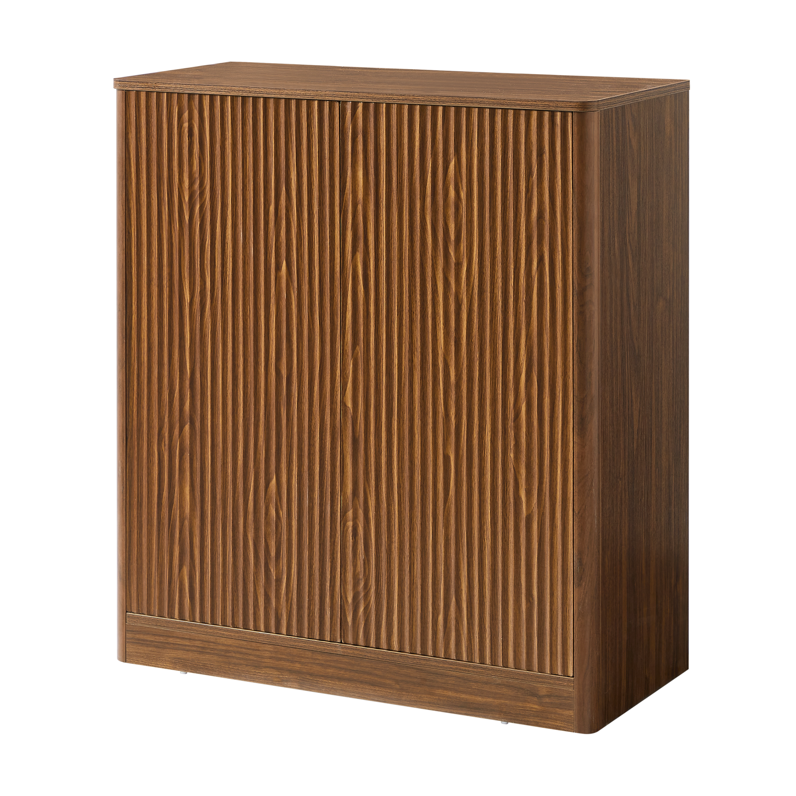 34.3″ modern wavy sideboard, curved contour design storage cabinet, 2-door cabinet with storage function, suitable for kitchen/bedroom/living room, Walnut, 34.3″L x 15.7″W x 34.3″H