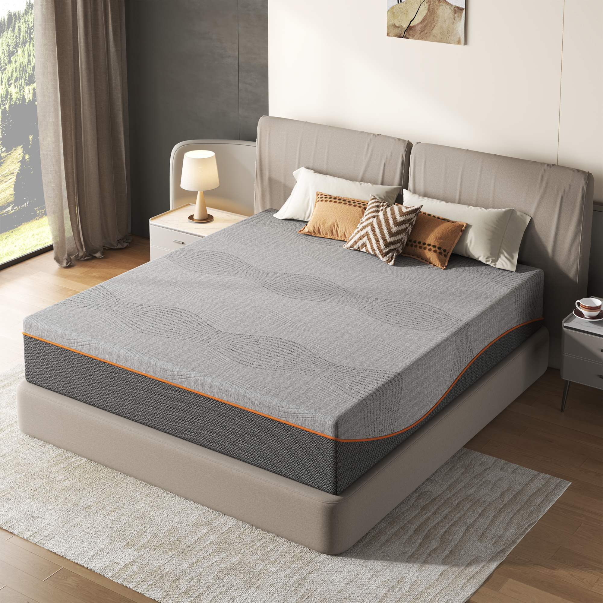 King Size Mattress,14 Inch Memory Foam Mattress, Fiberglass Free, Medium Feel, Breathable Cooling Layers, Certified Safe Materials