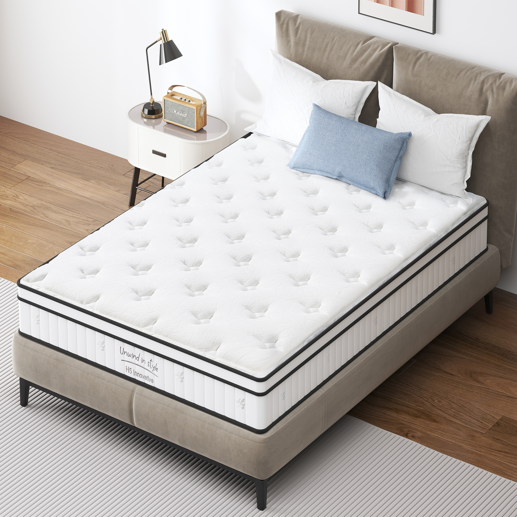Full Size Mattress,10 Inch Hybrid Mattress, Individually Pocketed Innerspring, Medium Firm